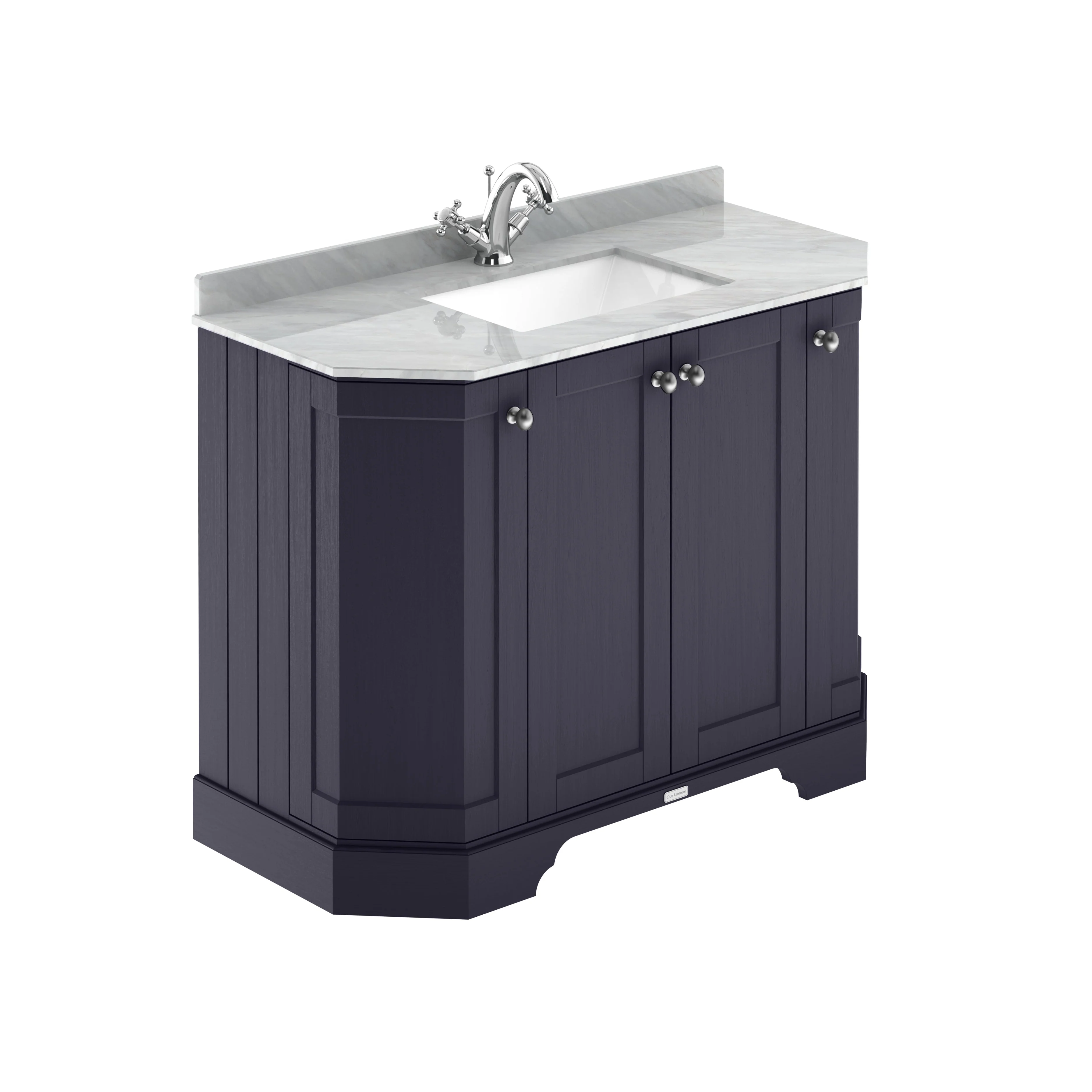 Hudson Reed Old London 1000mm 4-Door Angled Unit & Grey Marble Top 1TH - Twilight Blue