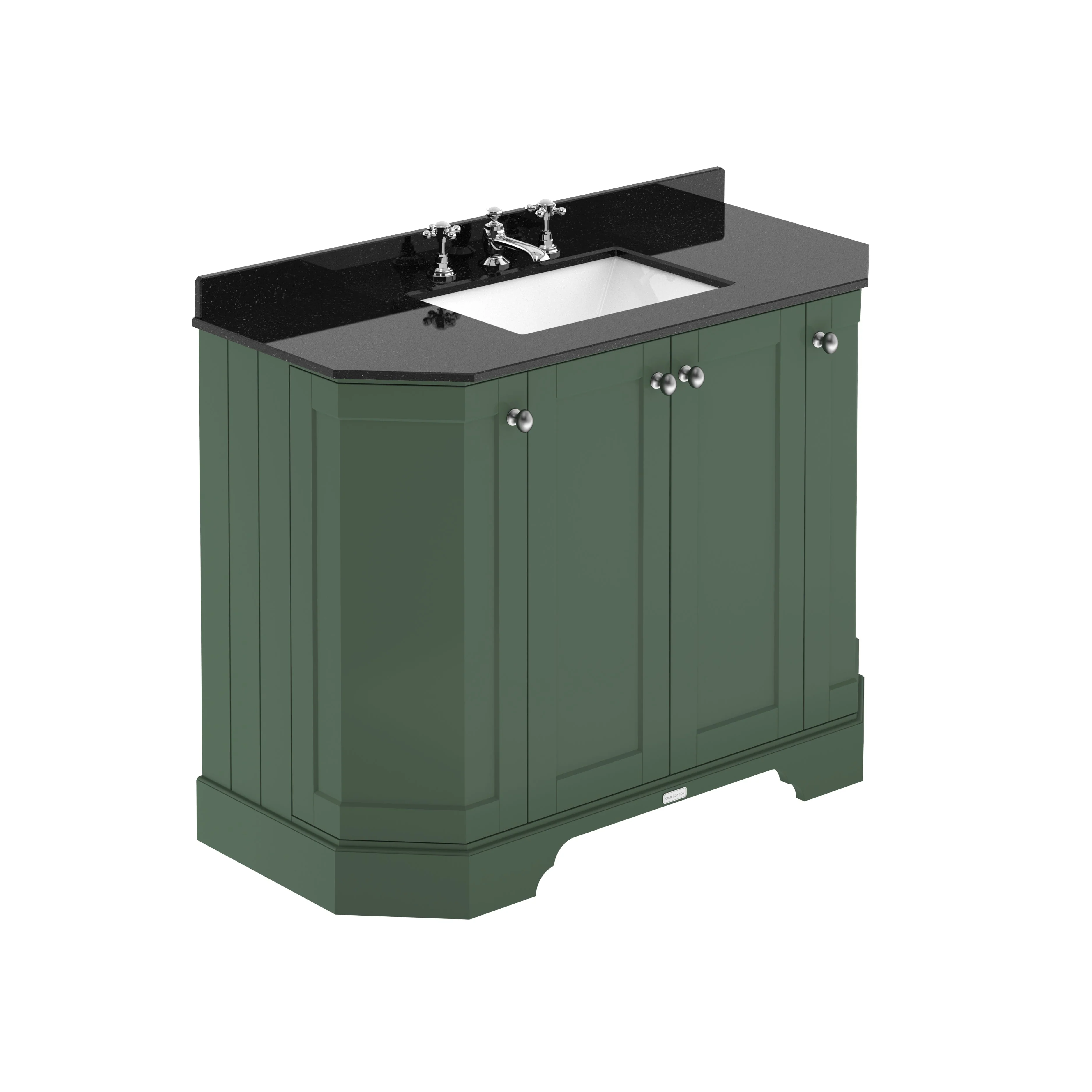 Hudson Reed Old London 1000mm 4-Door Angled Unit & Black Marble Top 3TH - Hunter Green