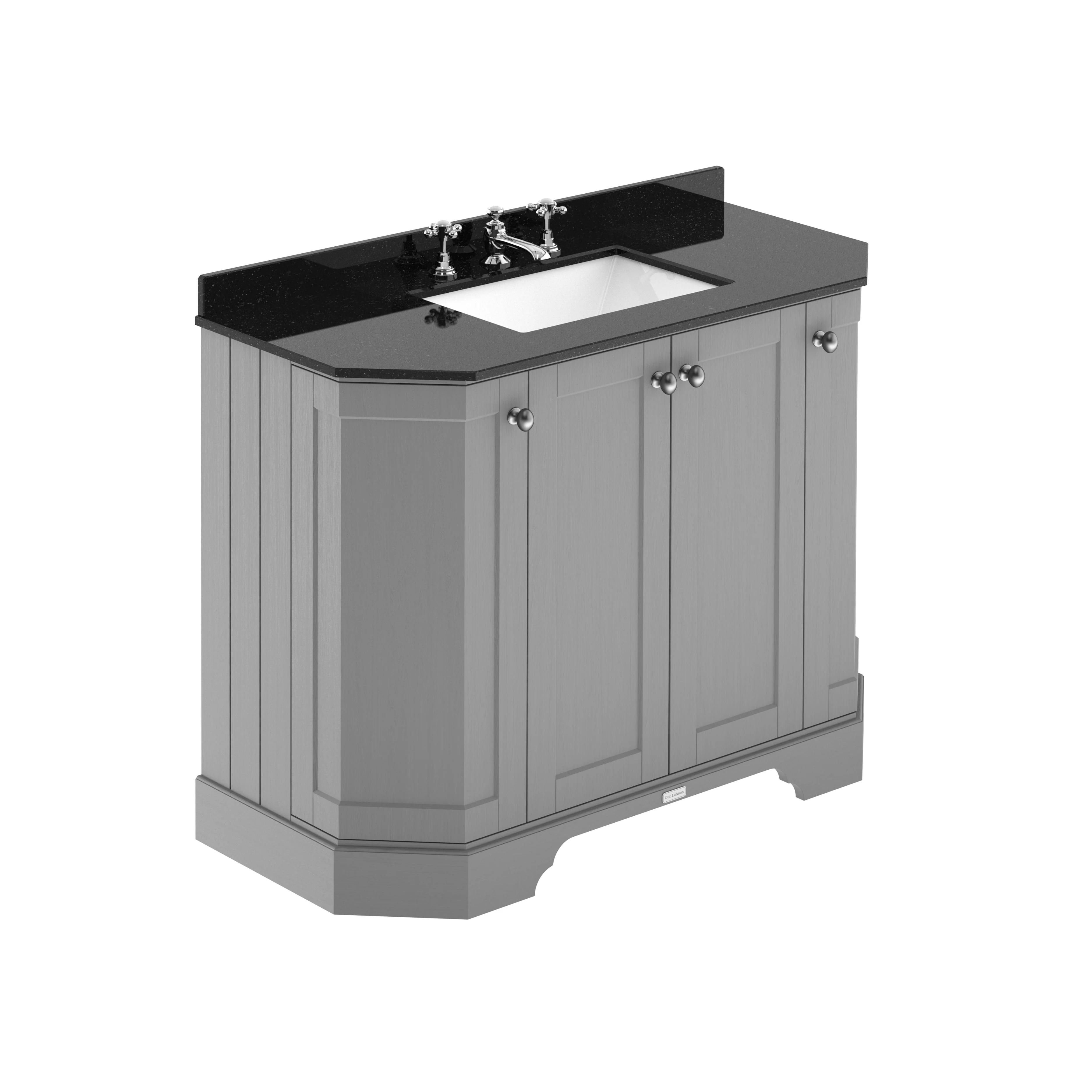 Hudson Reed Old London 1000mm 4-Door Angled Unit & Black Marble Top 3TH - Storm Grey