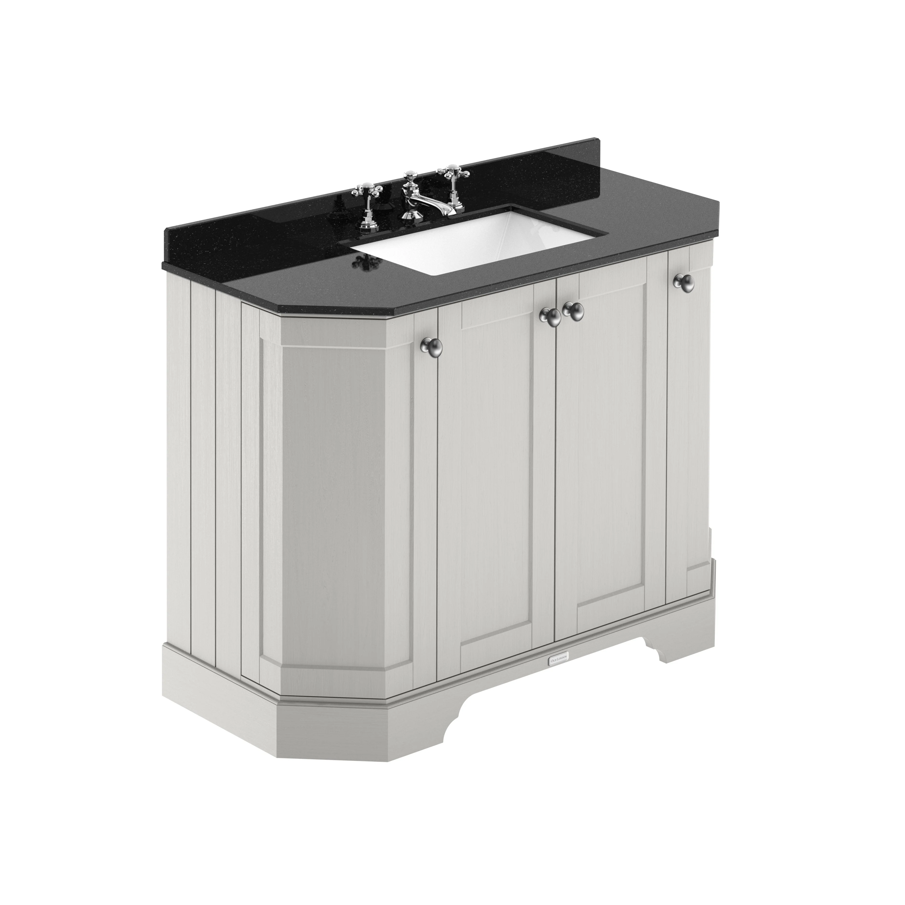 Hudson Reed Old London 1000mm 4-Door Angled Unit & Black Marble Top 3TH - Timeless Sand