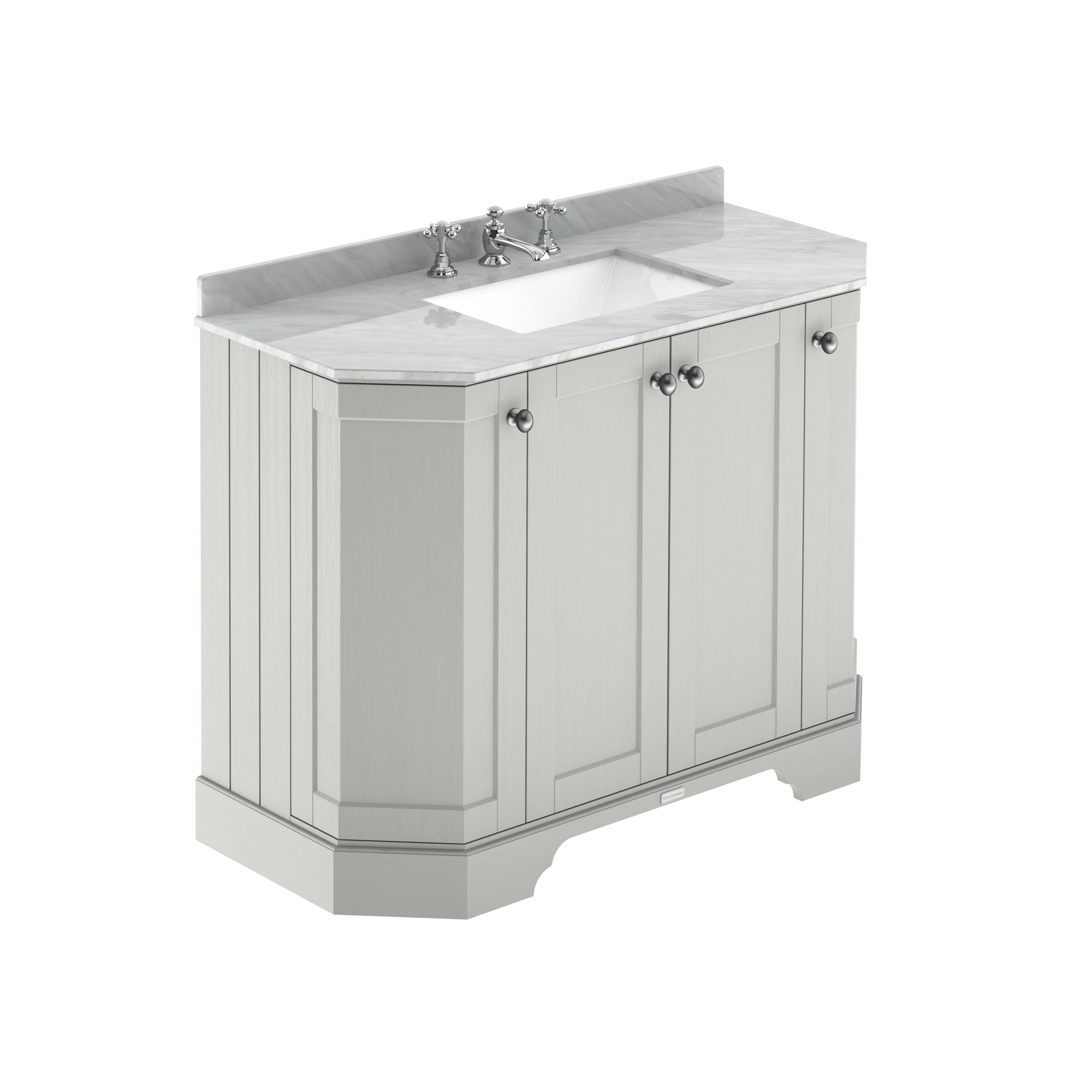 Hudson Reed Old London 1000mm 4-Door Angled Unit & Grey Marble Top 3TH - Timeless Sand