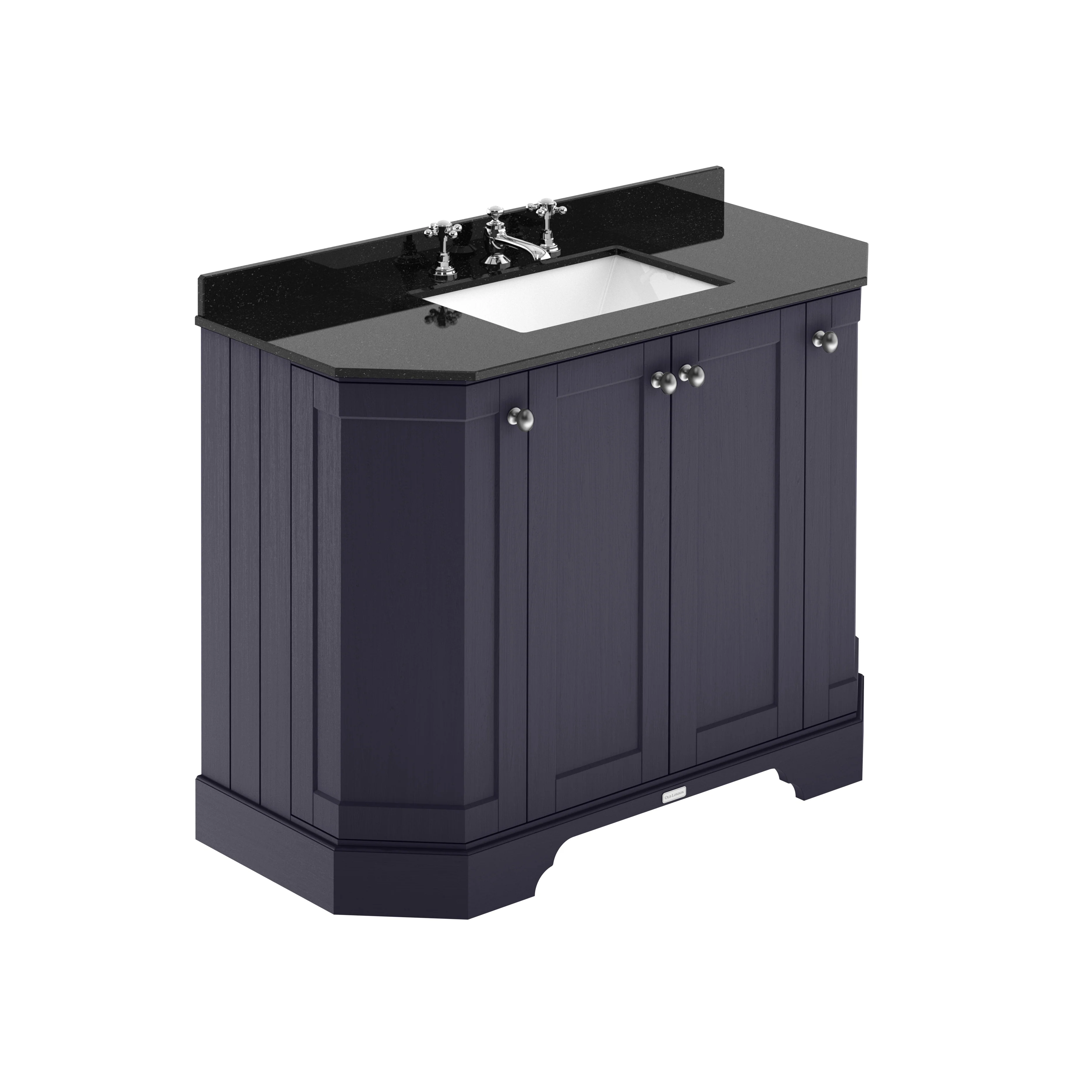 Hudson Reed Old London 1000mm 4-Door Angled Unit & Black Marble Top 3TH - Twilight Blue