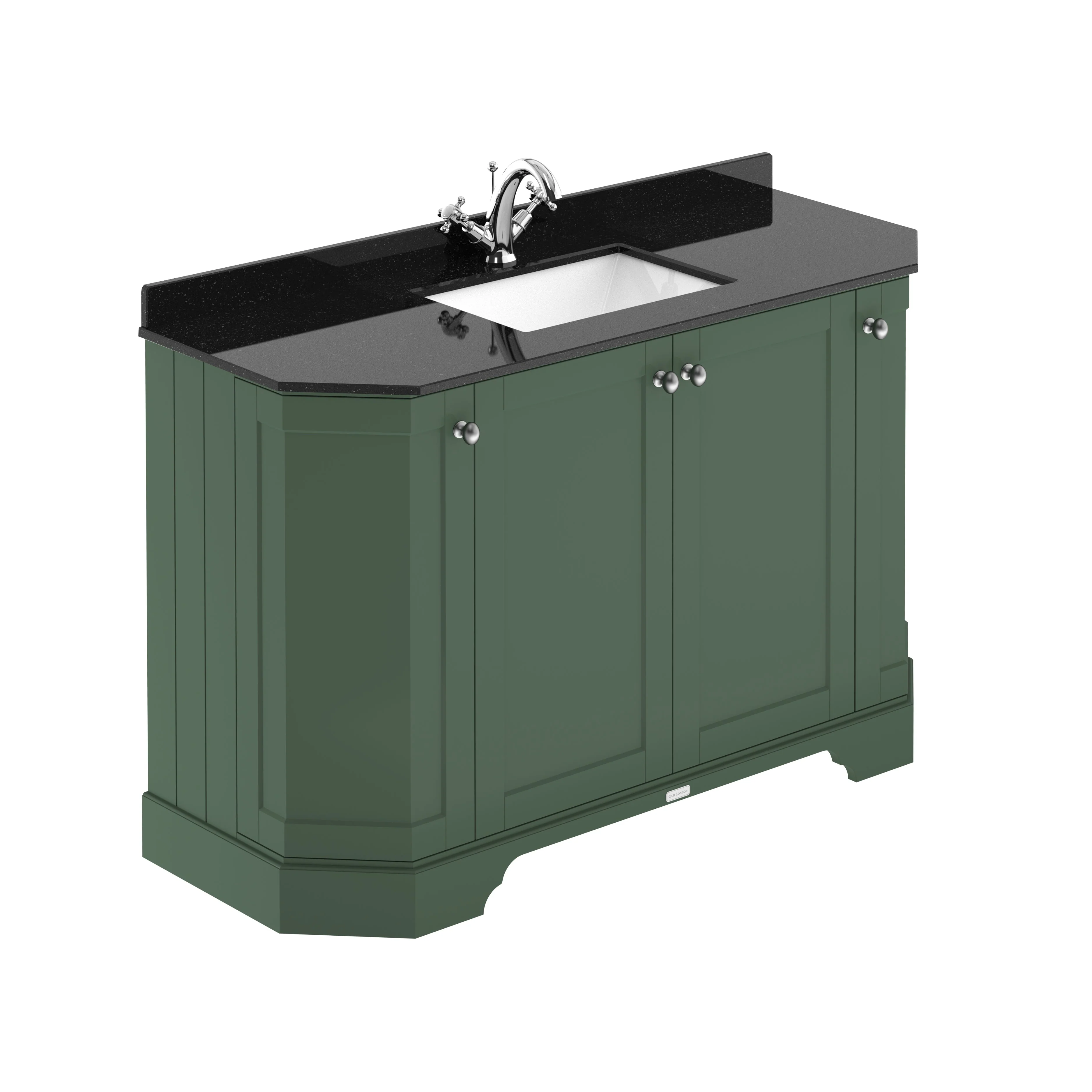 Hudson Reed Old London 1200mm 4-Door Angled Unit & Black Marble Top 1TH - Hunter Green