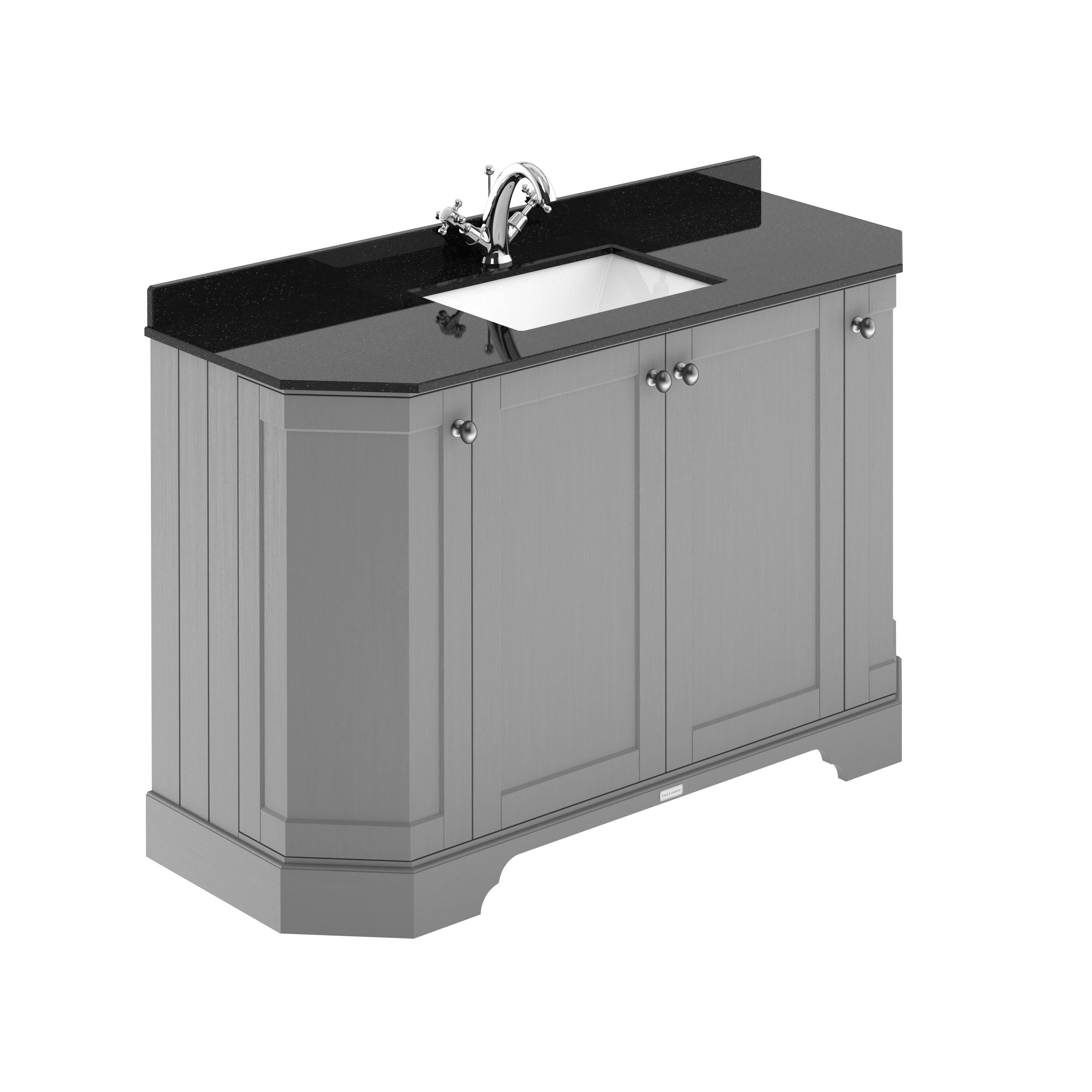 Hudson Reed Old London 1200mm 4-Door Angled Unit & Black Marble Top 1TH - Storm Grey