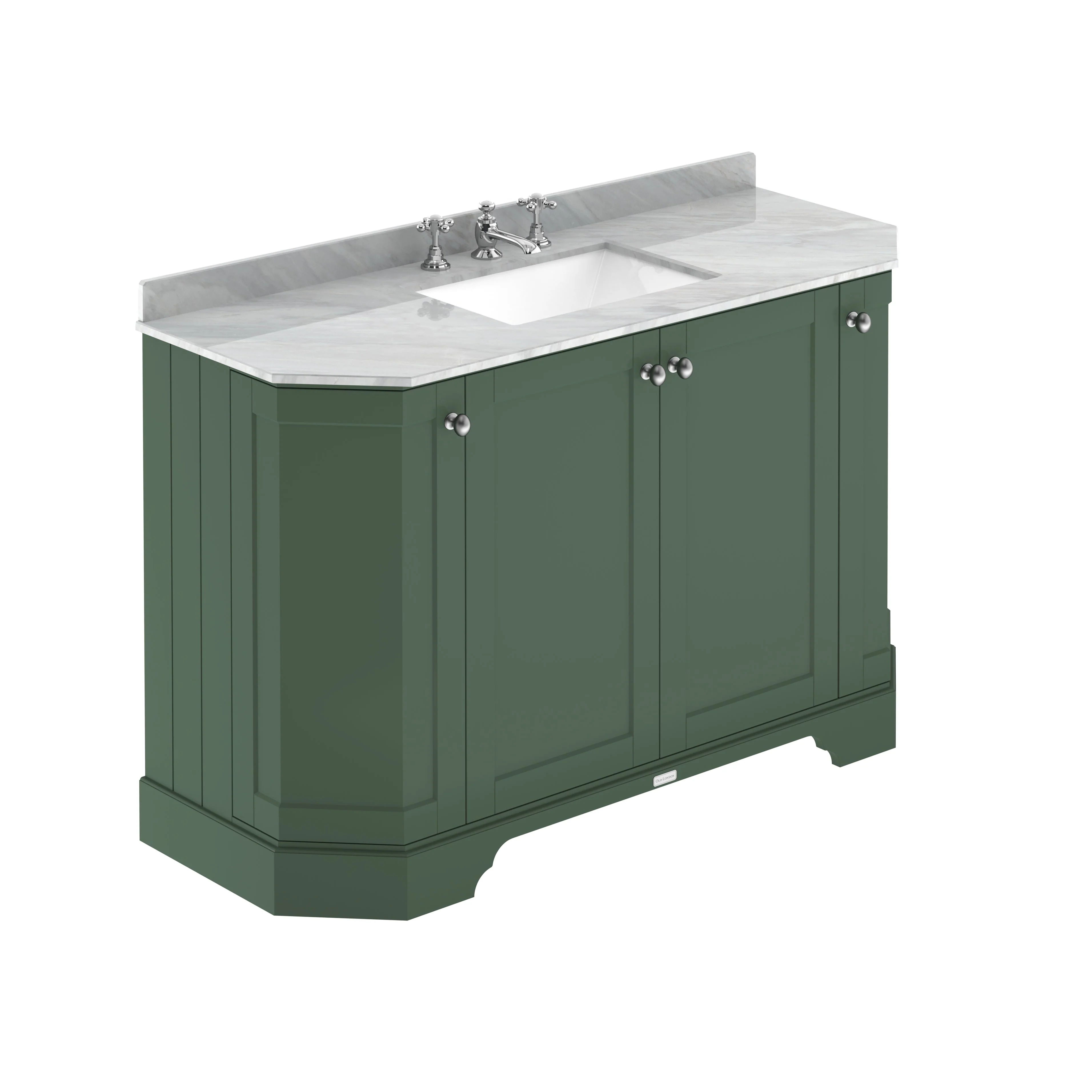 Hudson Reed Old London 1200mm 4-Door Angled Unit & Grey Marble Top 3TH - Hunter Green