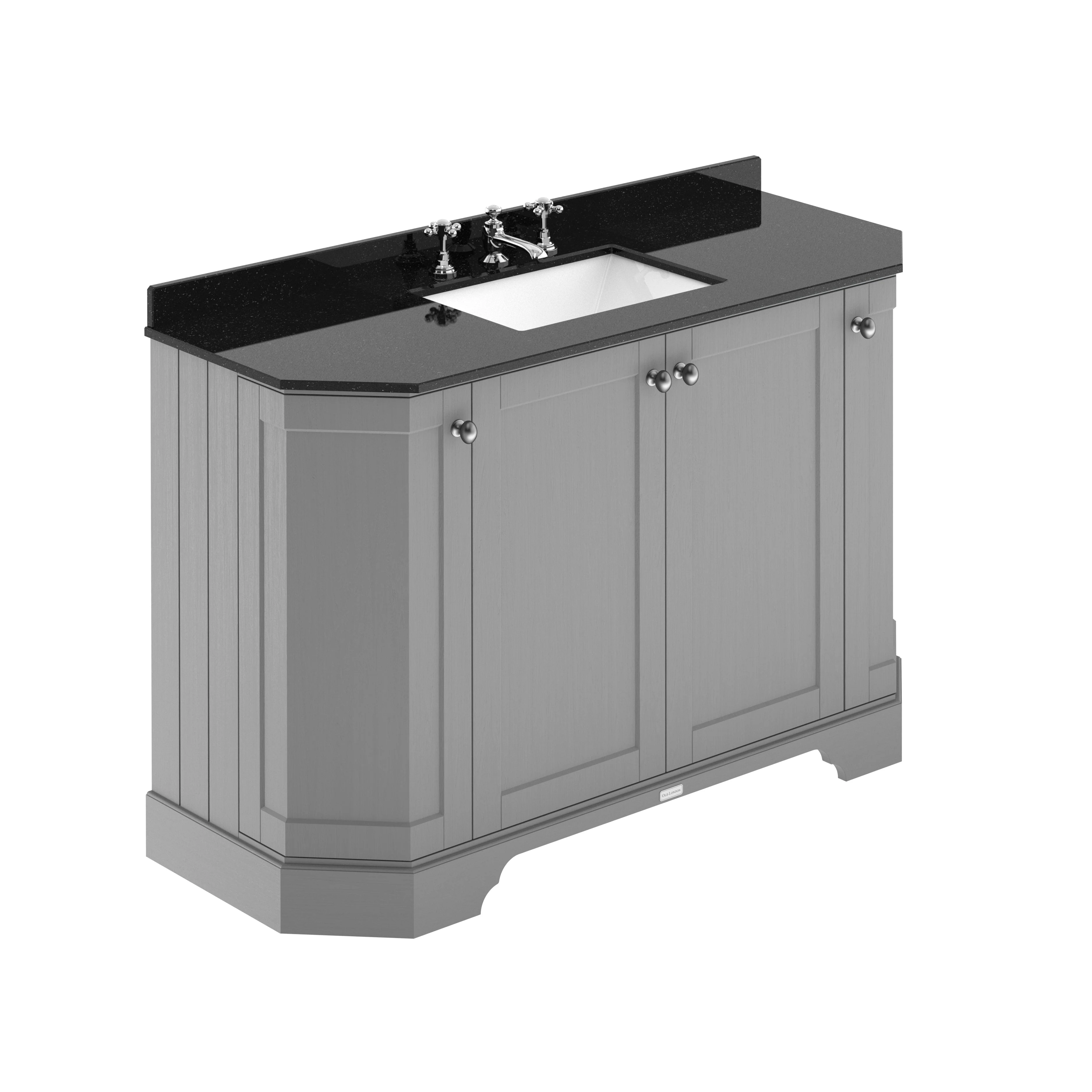 Hudson Reed Old London 1200mm 4-Door Angled Unit & Black Marble Top 3TH - Storm Grey