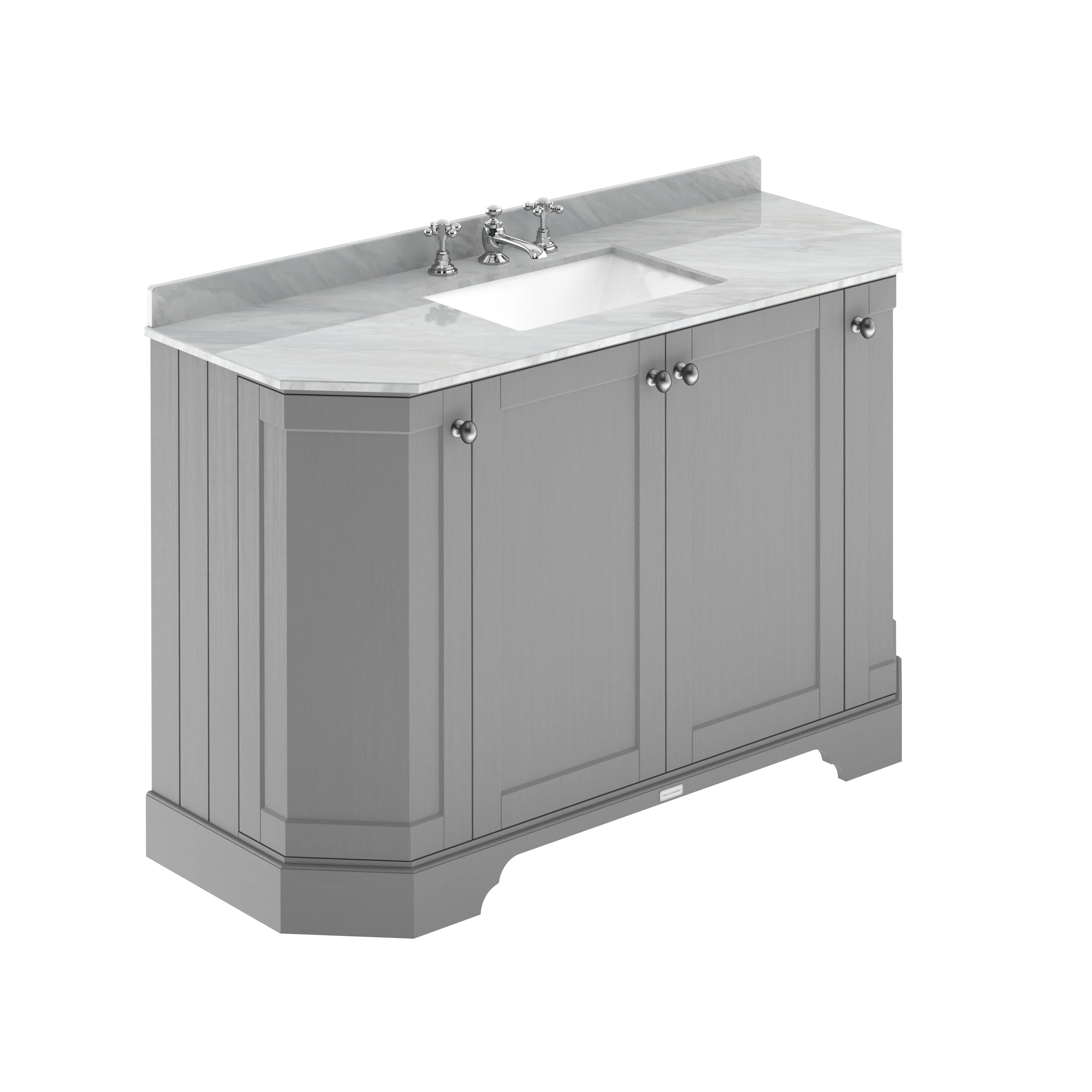 Hudson Reed Old London 1200mm 4-Door Angled Unit & Grey Marble Top 3TH - Storm Grey