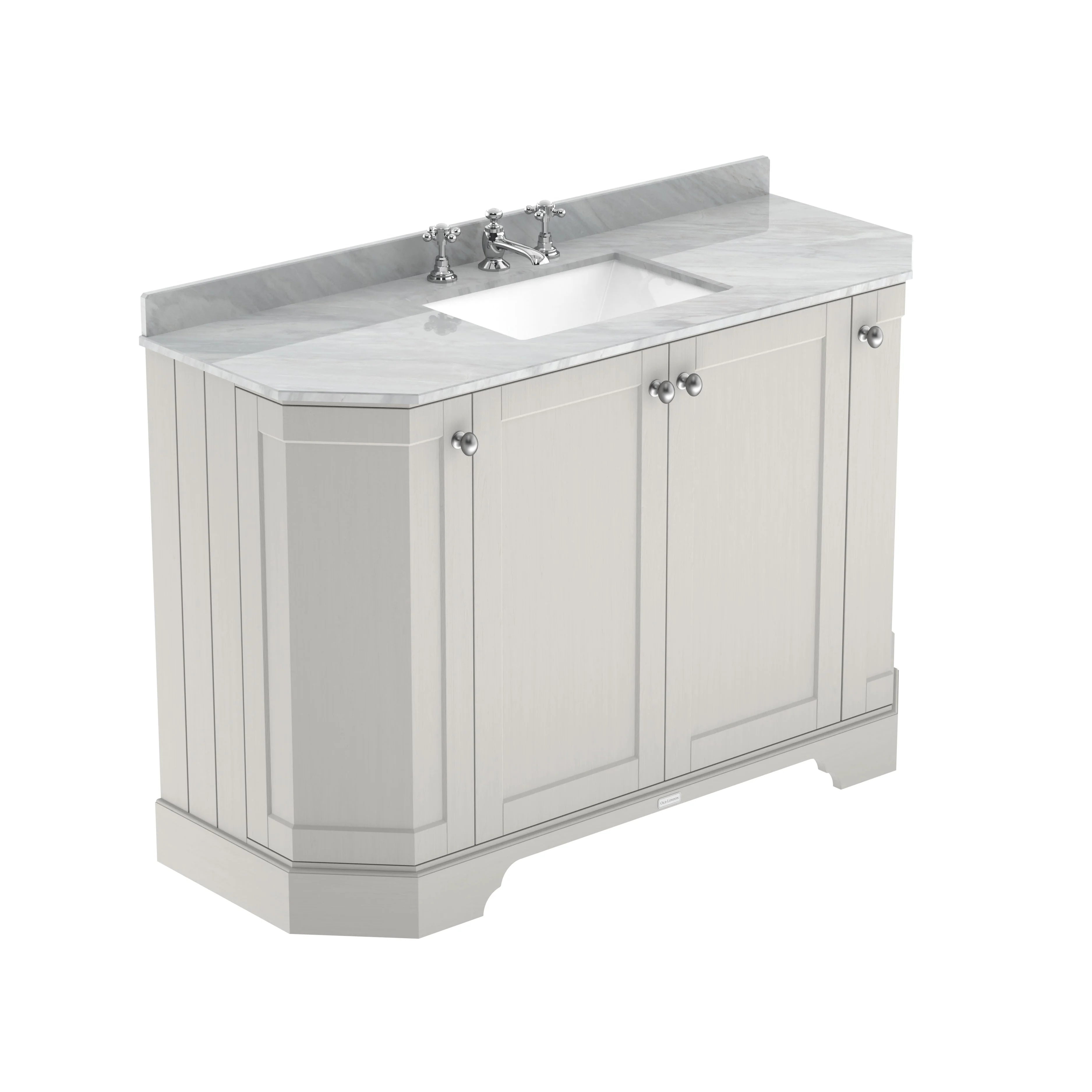 Hudson Reed Old London 1200mm 4-Door Angled Unit & Grey Marble Top 3TH - Timeless Sand