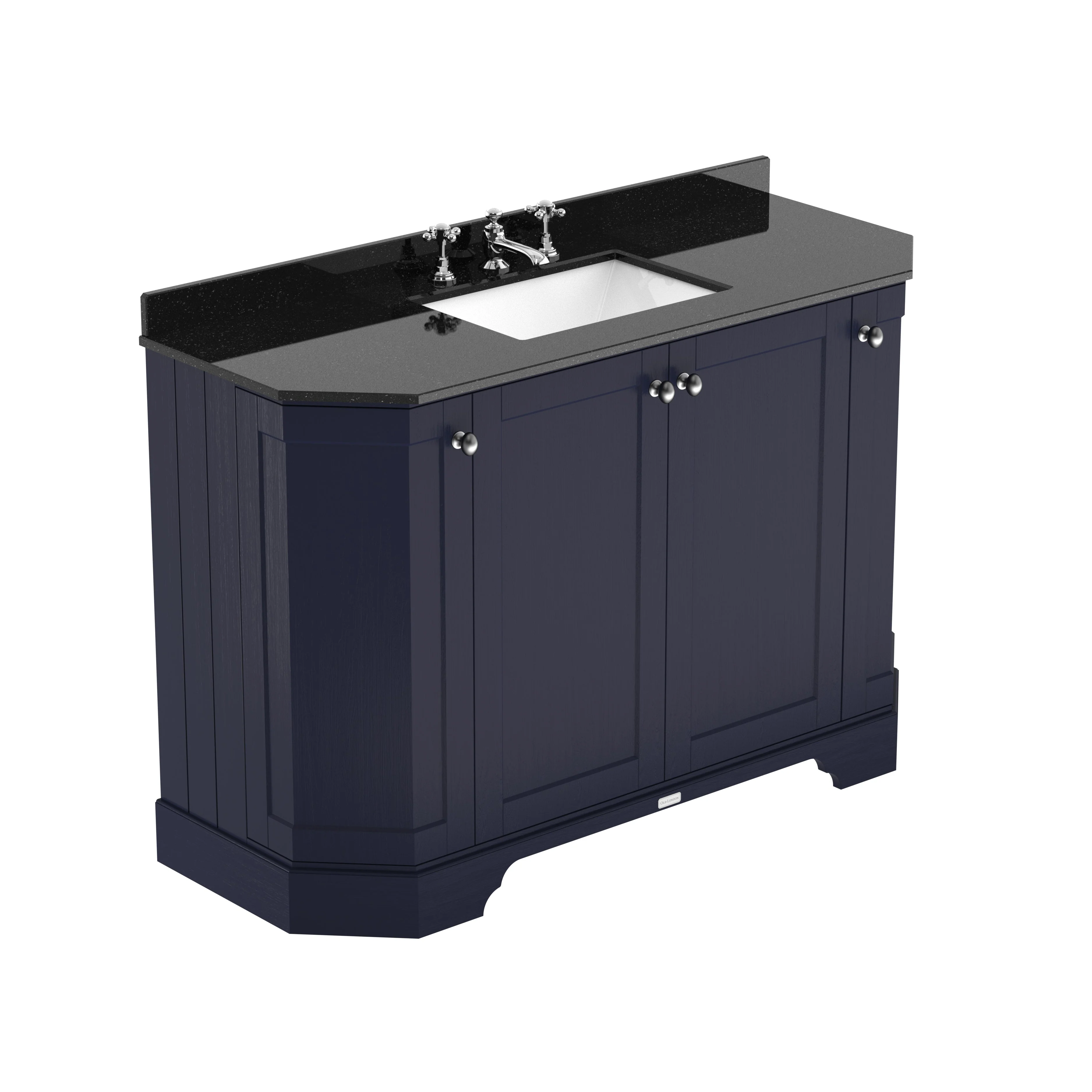 Hudson Reed Old London 1200mm 4-Door Angled Unit & Black Marble Top 3TH - Twilight Blue