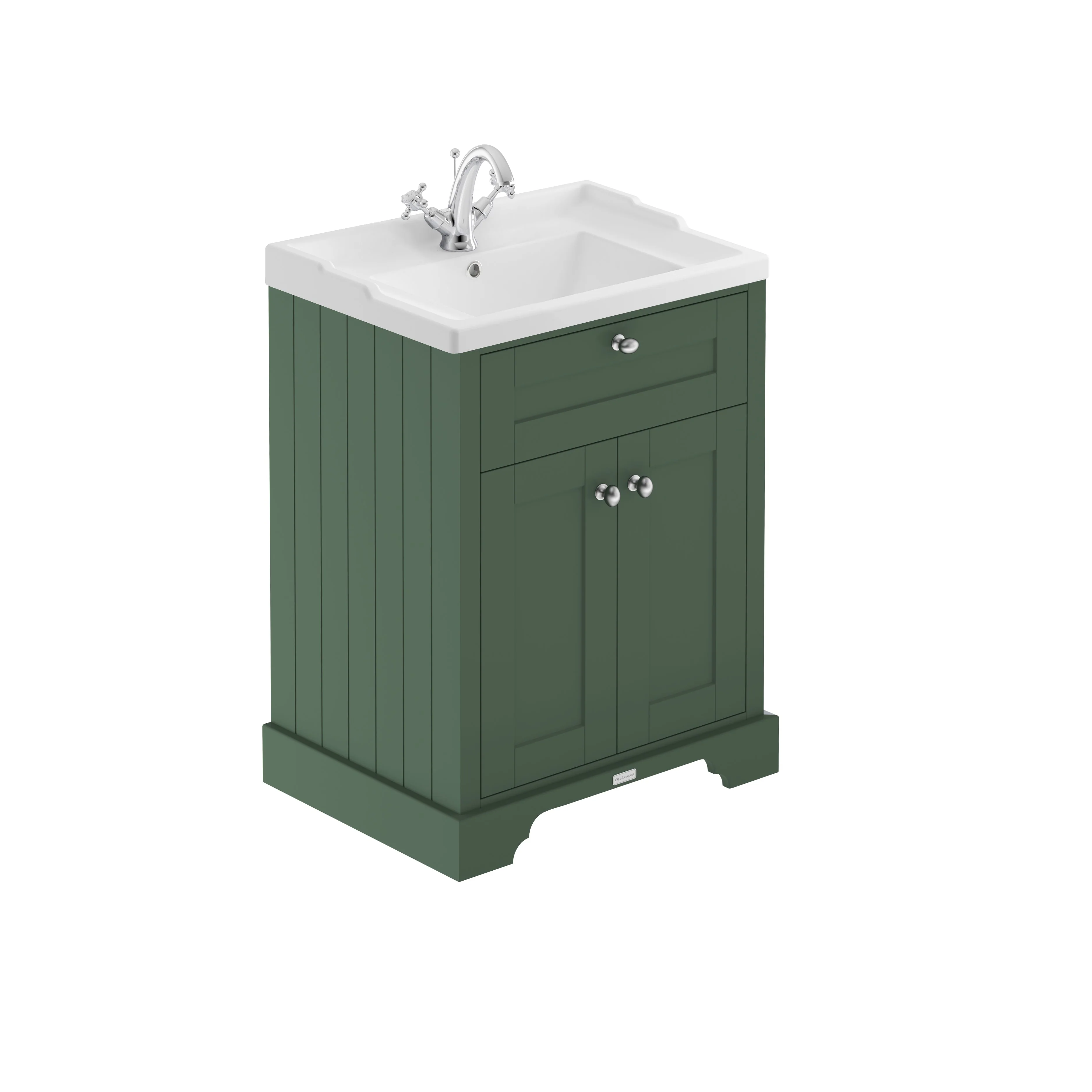 Hudson Reed Old London 600mm 2-Door Vanity Unit & Ceramic 1 Tap Hole Basin - Hunter Green