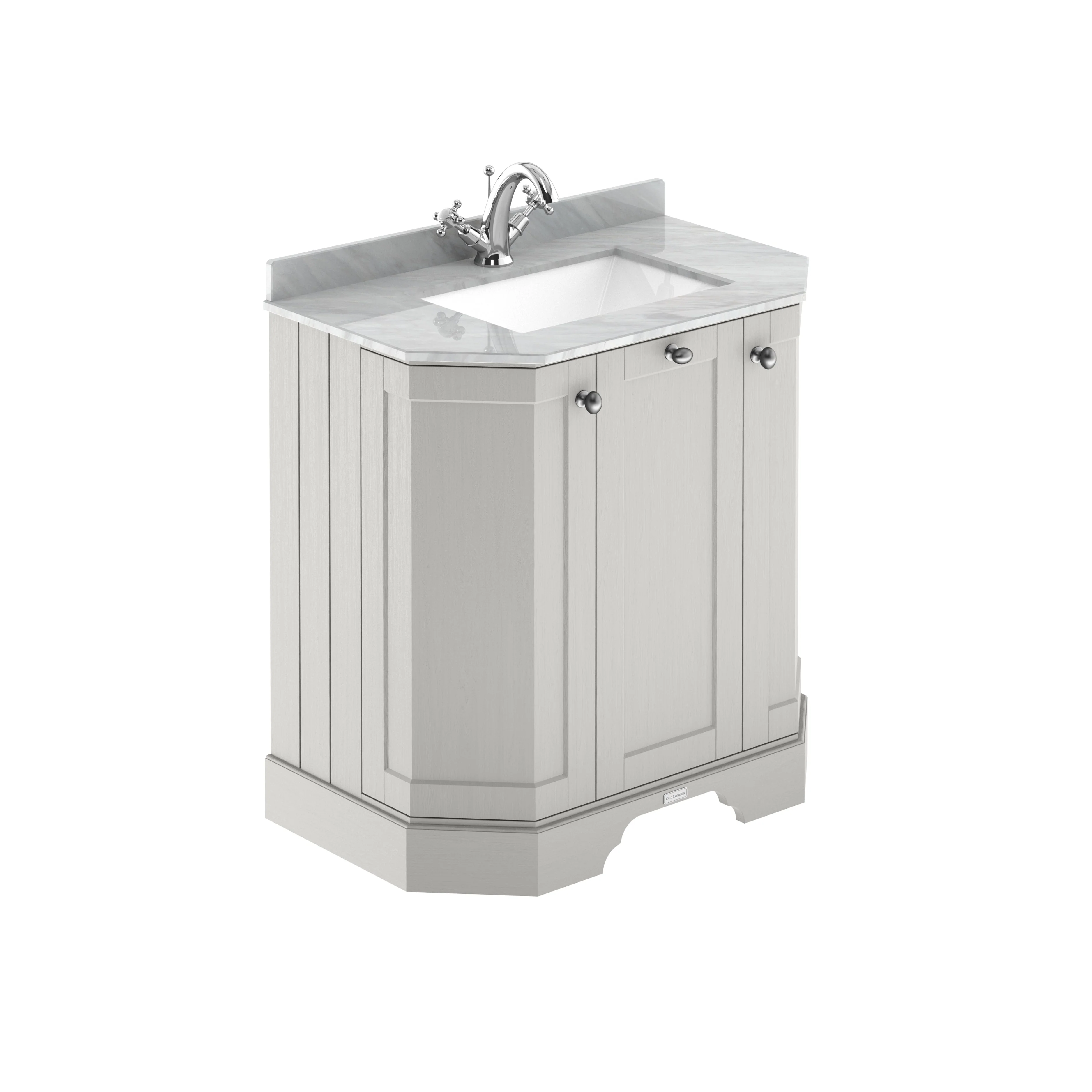 Hudson Reed Old London 750mm 3-Door Angled Unit & Grey Marble Top 1TH - Timeless Sand