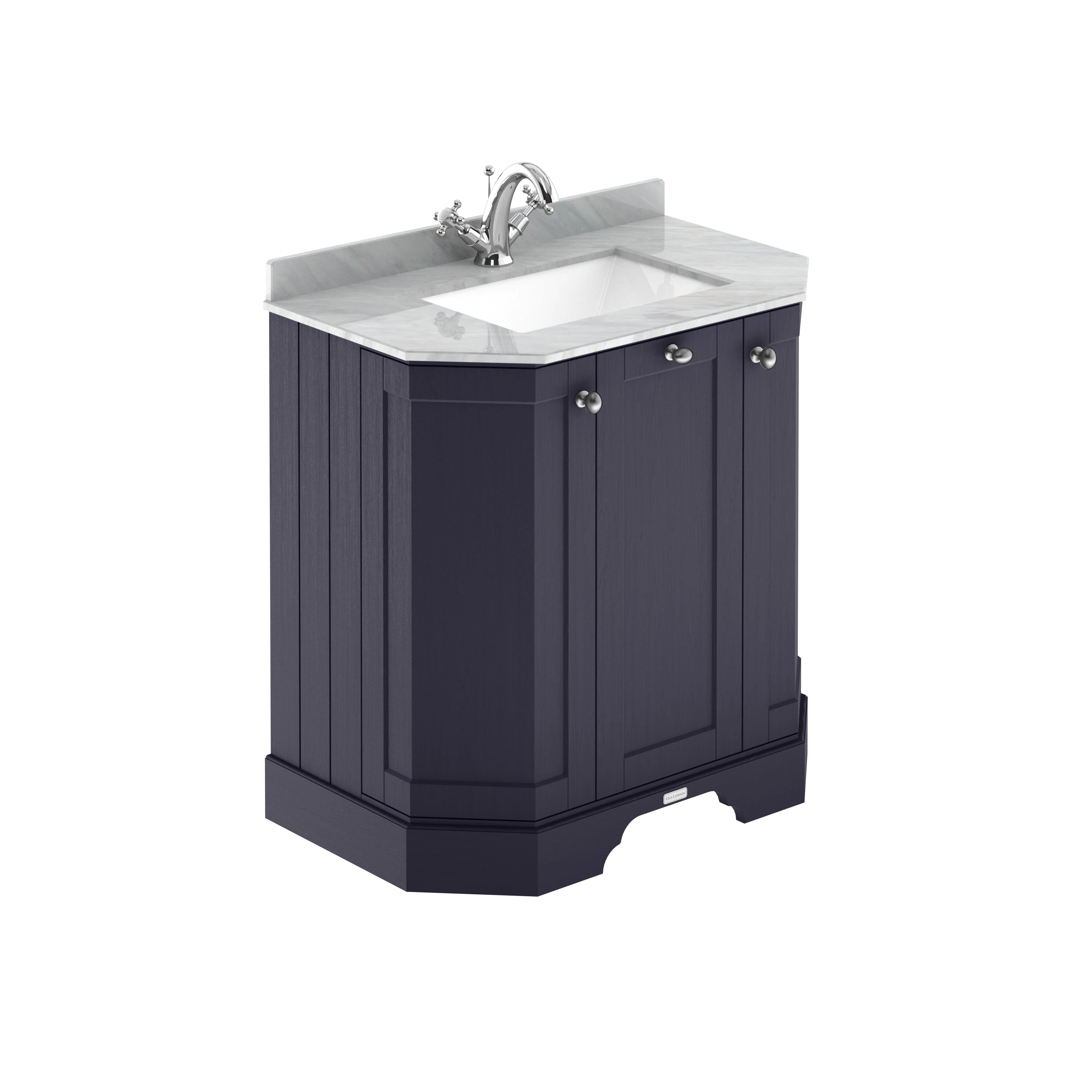 Hudson Reed Old London 750mm 3-Door Angled Unit & Grey Marble Top 1TH - Twilight Blue
