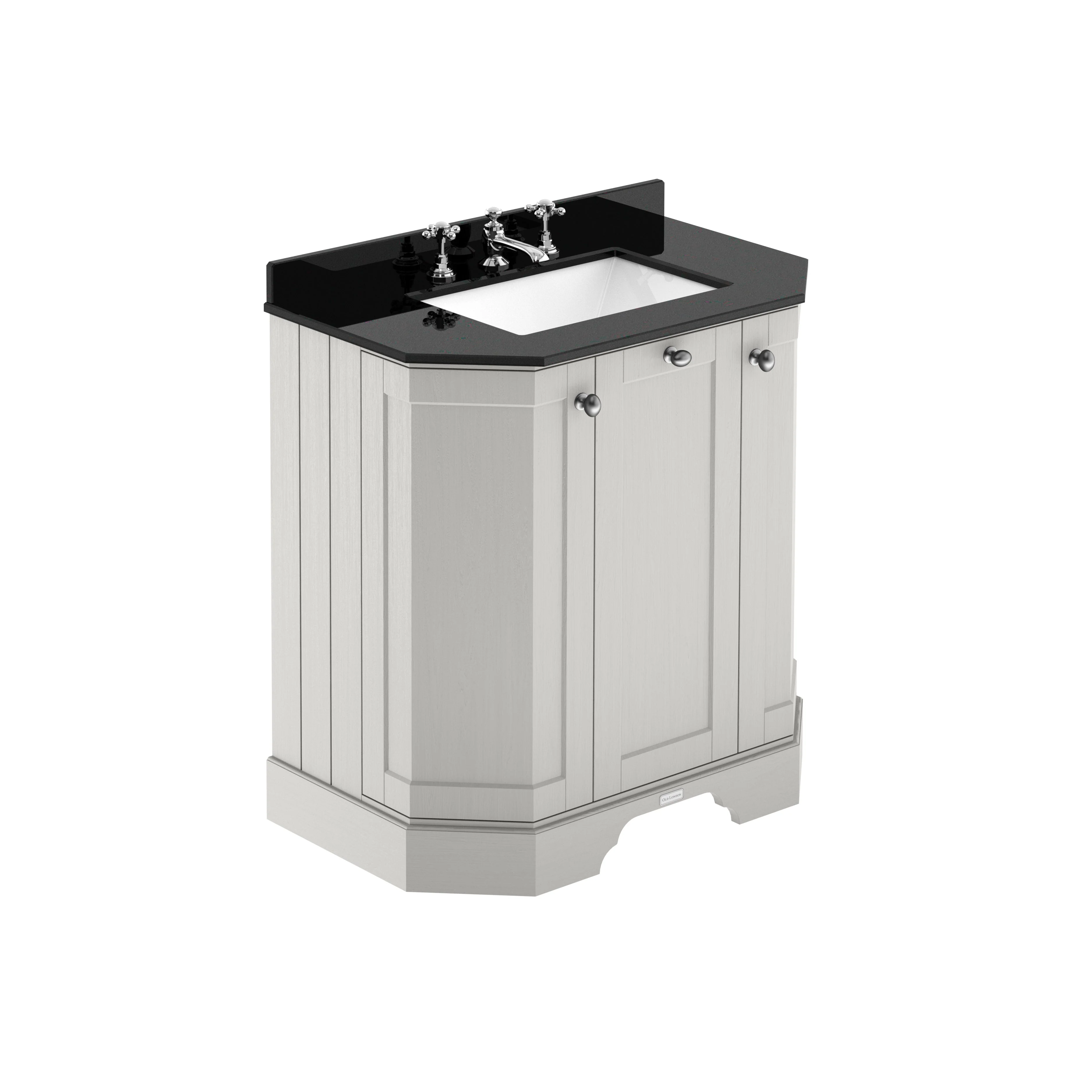 Hudson Reed Old London 750mm 3-Door Angled Unit & Black Marble Top 3TH - Timeless Sand
