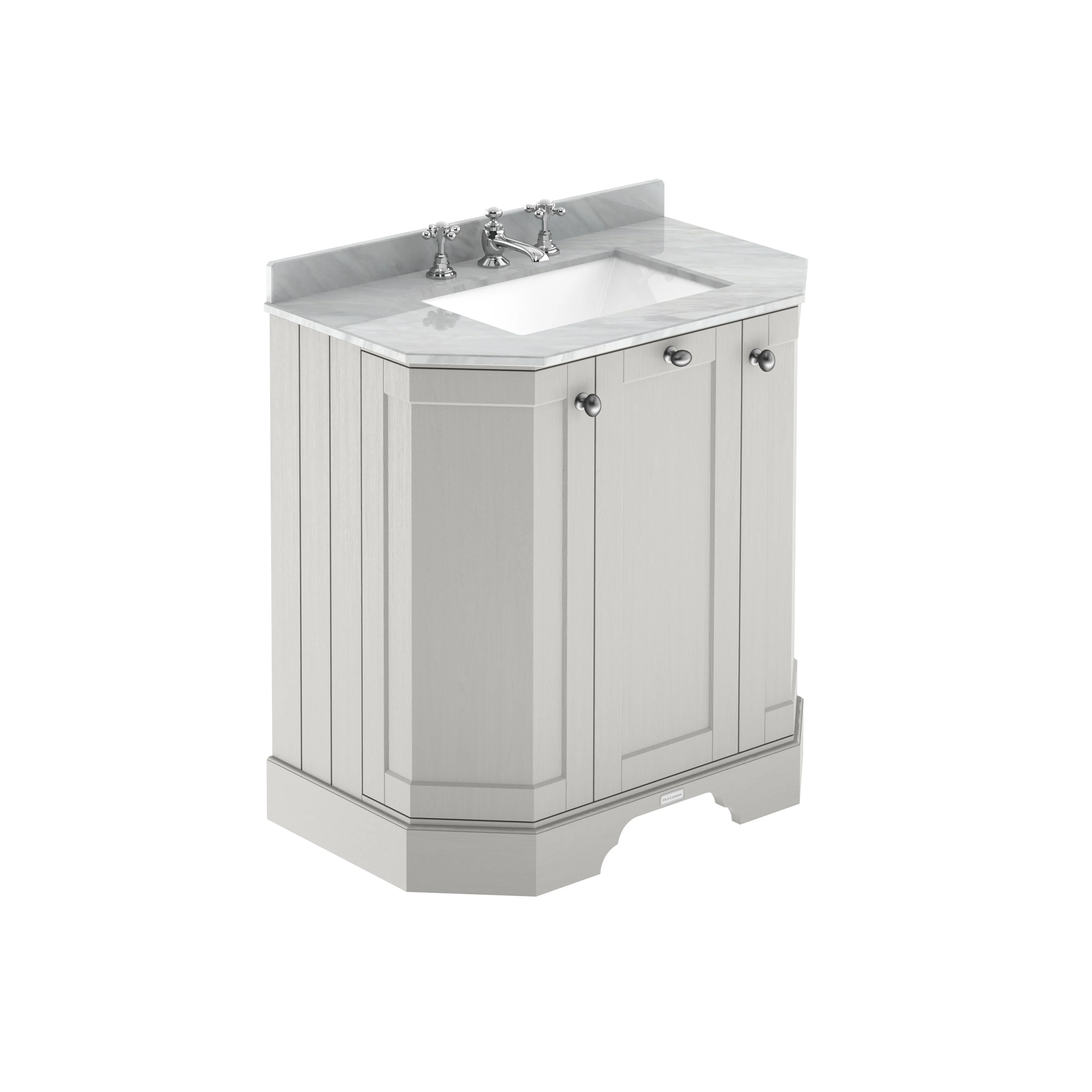Hudson Reed Old London 750mm 3-Door Angled Unit & Grey Marble Top 3TH - Timeless Sand