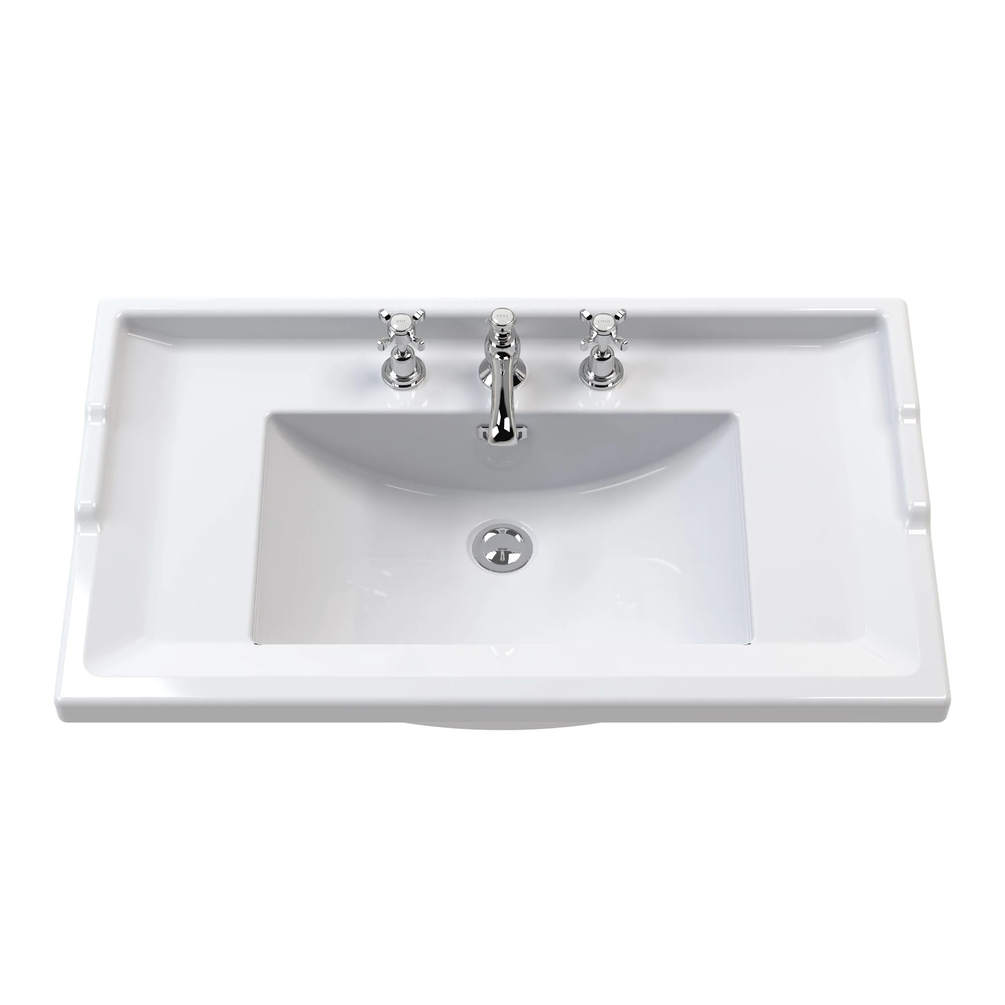 Hudson Reed Old London 800mm 2-Door Vanity Unit & Ceramic 3 Tap Hole Basin - Hunter Green - Image 3