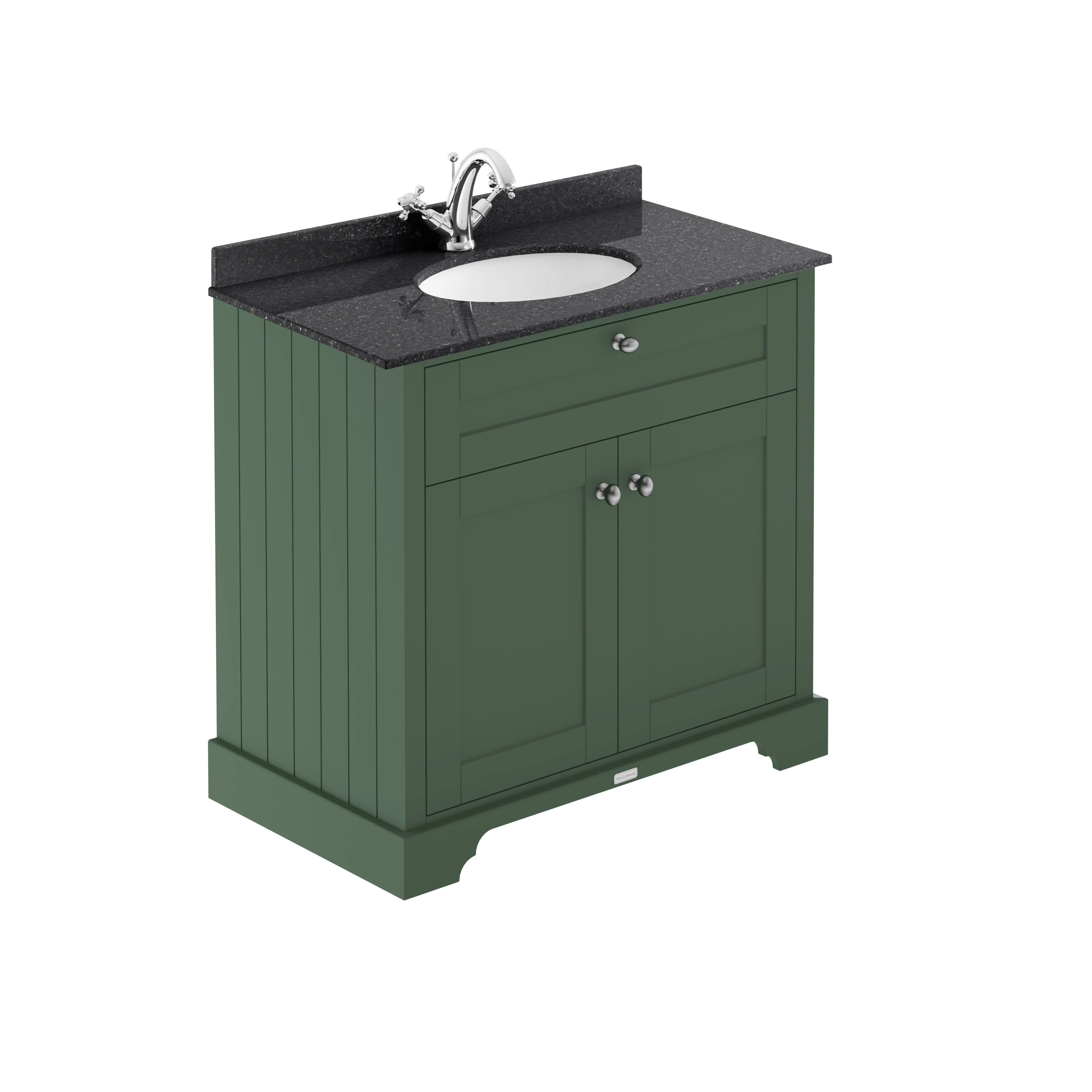 Hudson Reed Old London 800mm 2-Door Vanity Unit & Single Bowl Black Marble Top 1 Tap Hole- Hunter Green