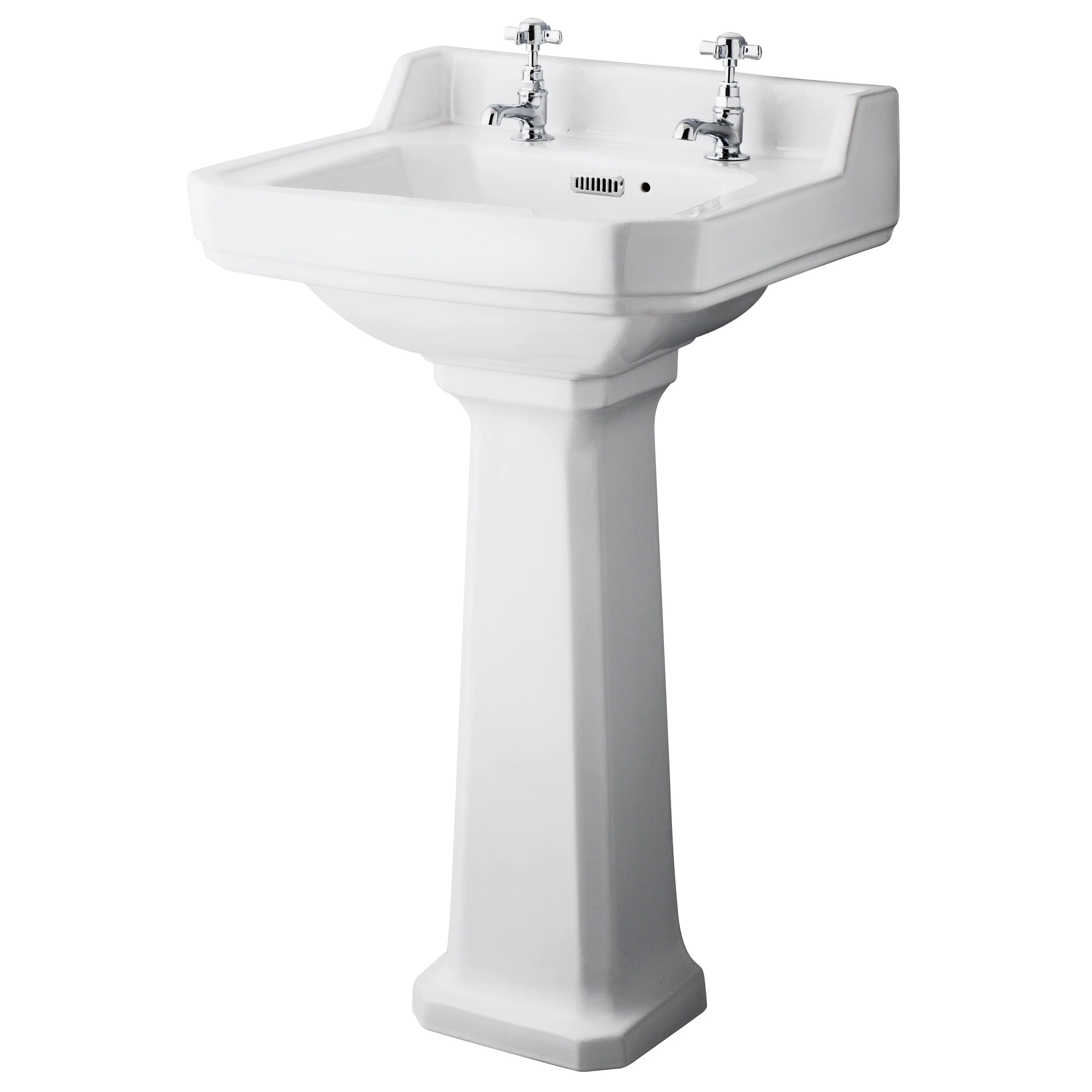 Hudson Reed Richmond 500mm 2TH Basin & Comfort Height Ped - White