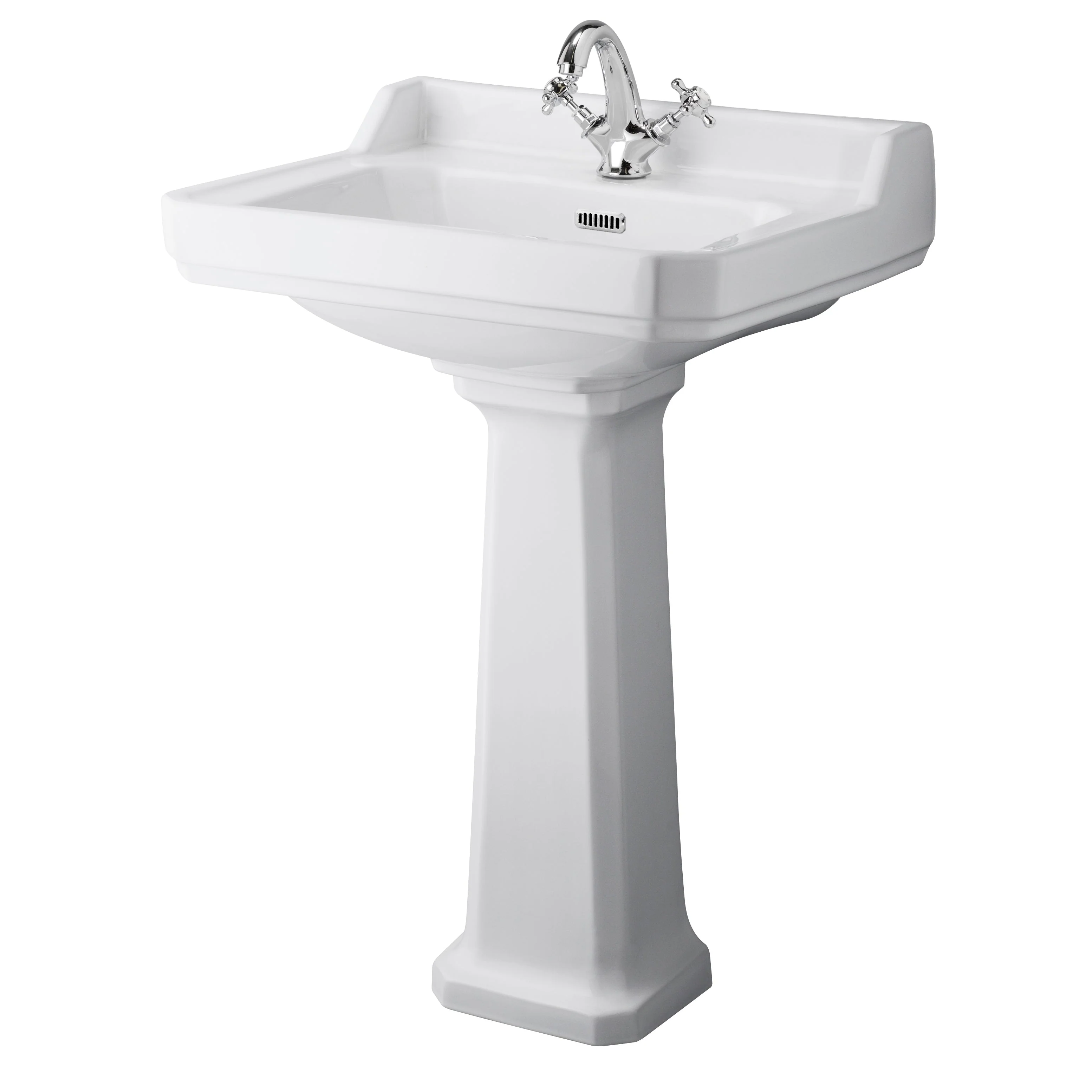 Hudson Reed Richmond 600mm 1TH Basin & Comfort Height Ped - White