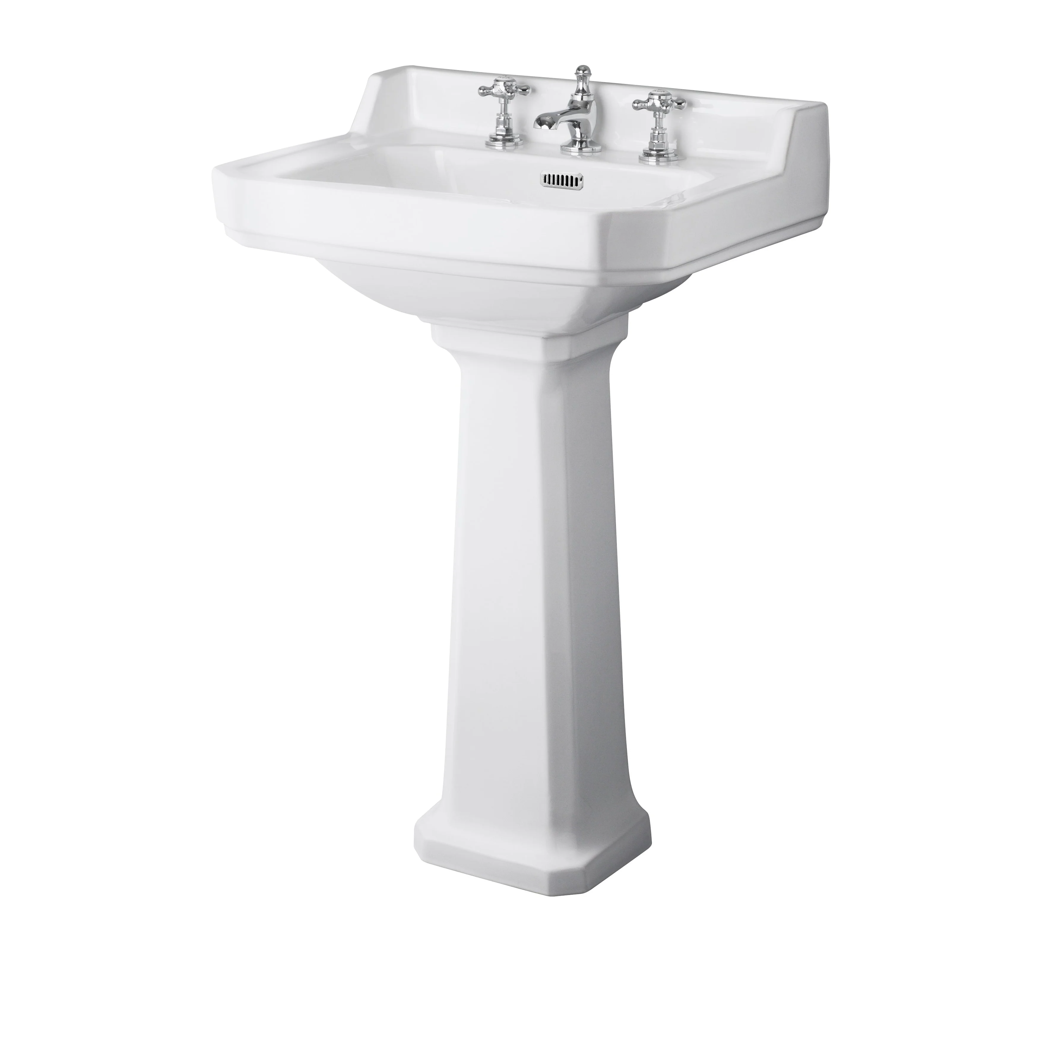 Hudson Reed Richmond 600mm 3TH Basin & Comfort Height Ped - White