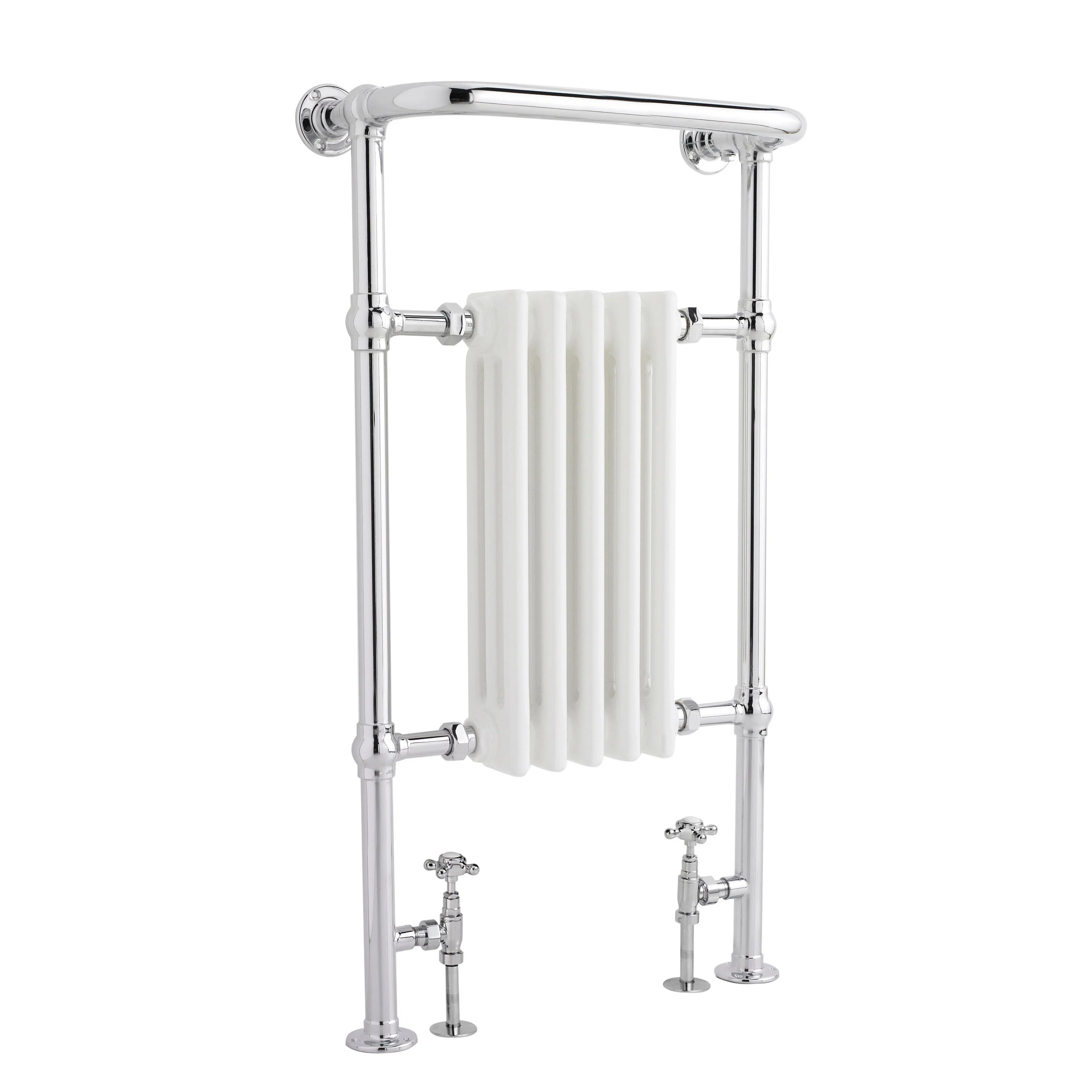 Hudson Reed Small Harrow Traditional Radiator - Chrome / White - Image 2