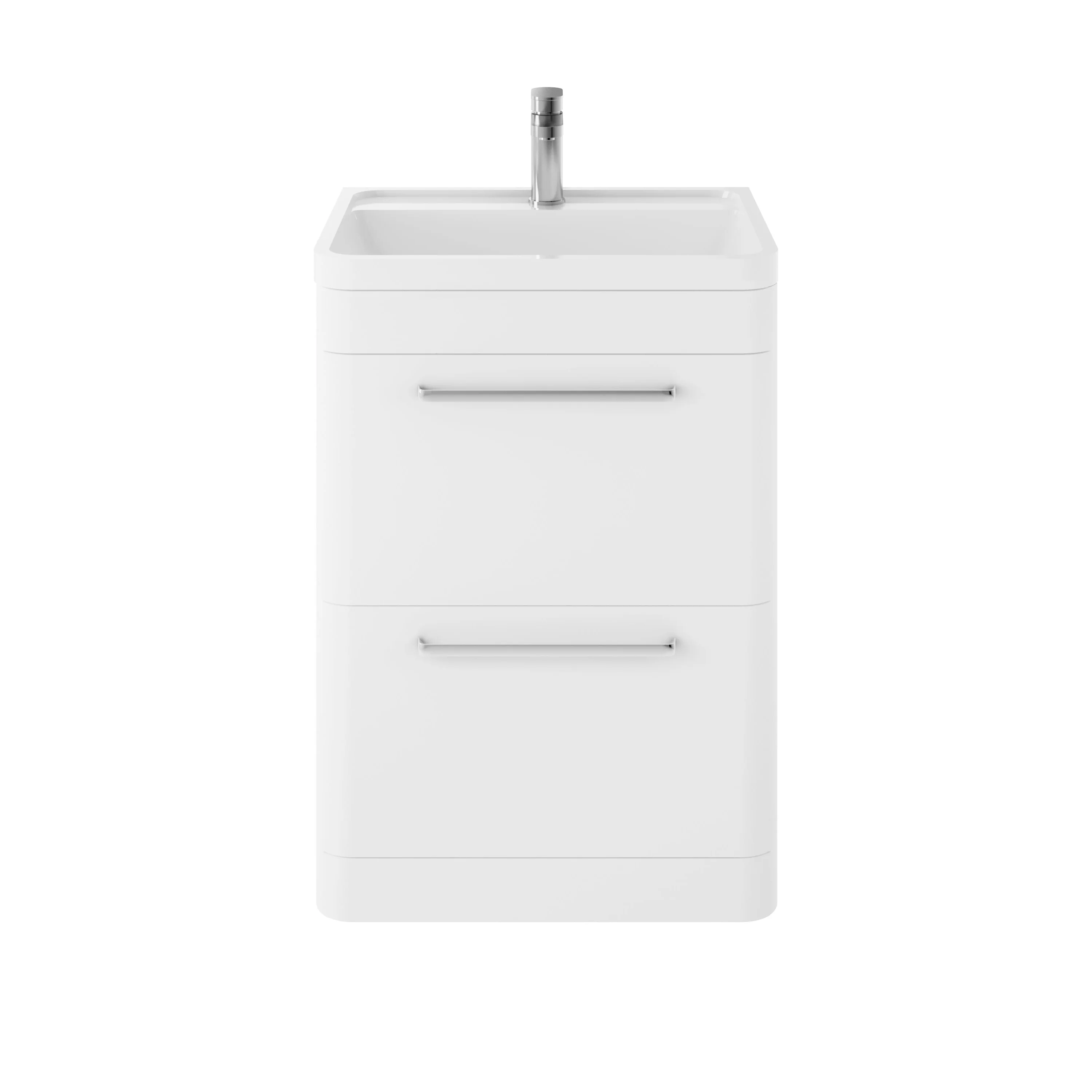 Hudson Reed Solar Floor Standing 600mm Cabinet & Basin - Pure White