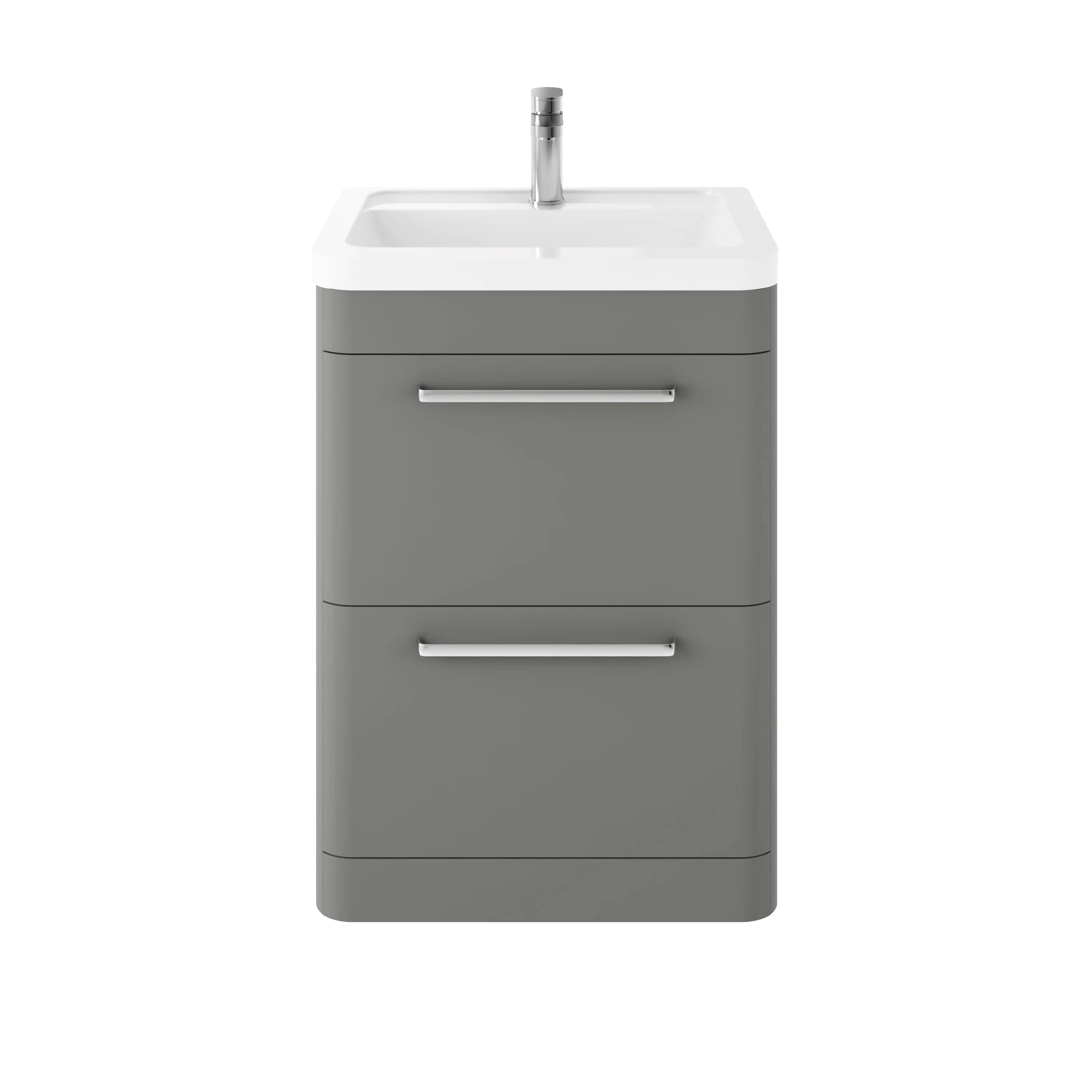 Hudson Reed Solar Floor Standing 600mm Cabinet & Ceramic Basin - Cool Grey