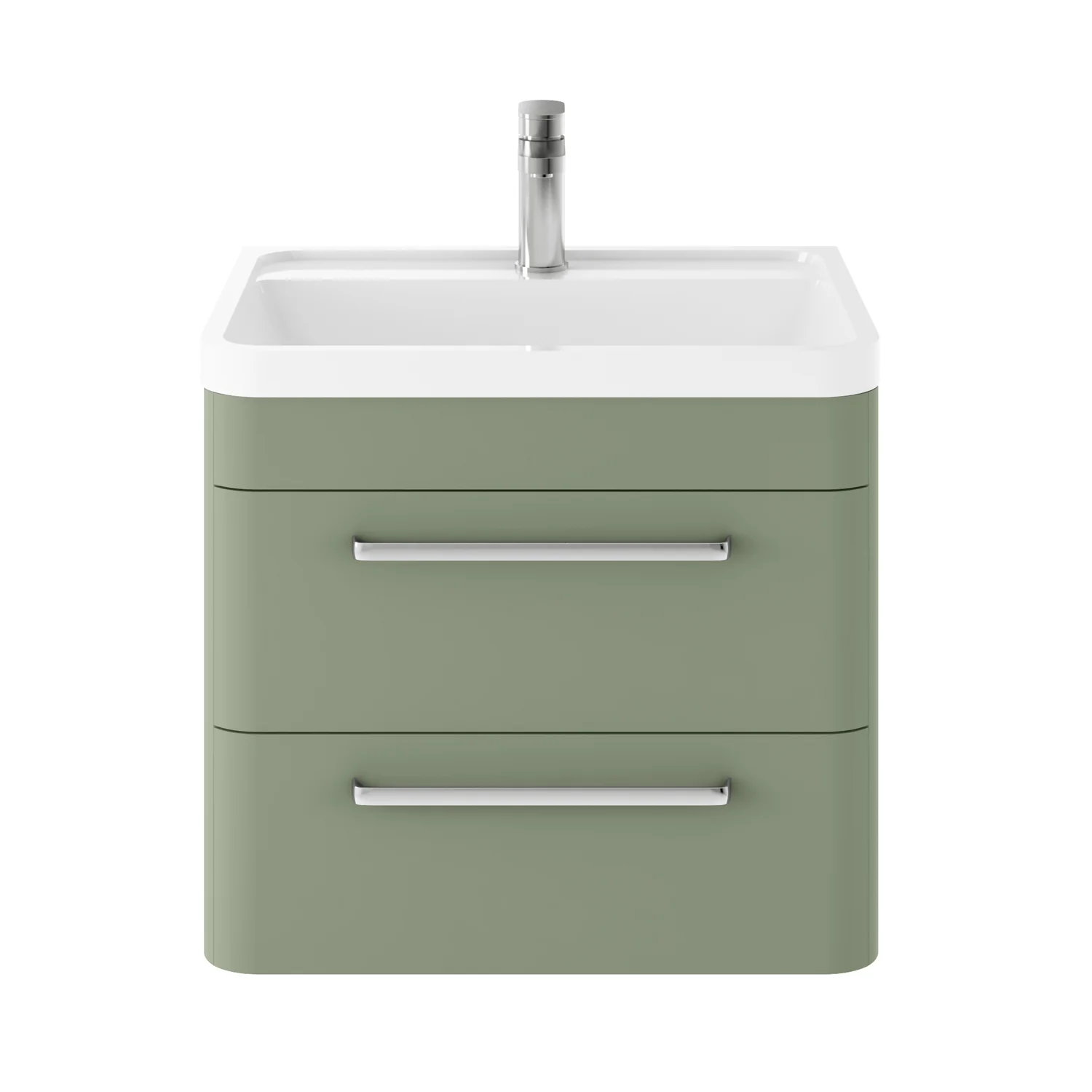 Hudson Reed Solar Wall Hung 600mm Cabinet & Basin - Fern Green