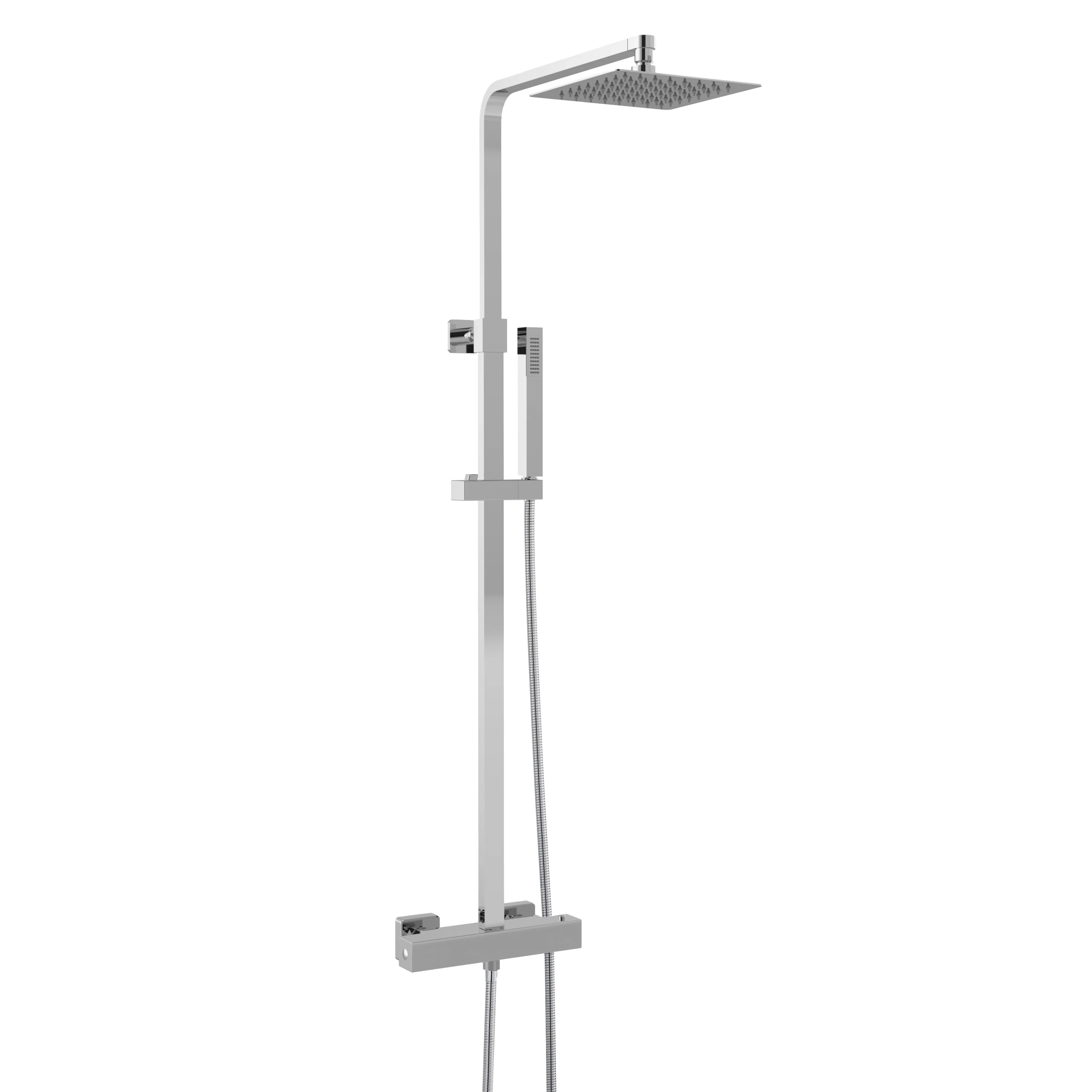 Hudson Reed Square Brass Thermostatic Bar Valve & Shower Kit - Chrome