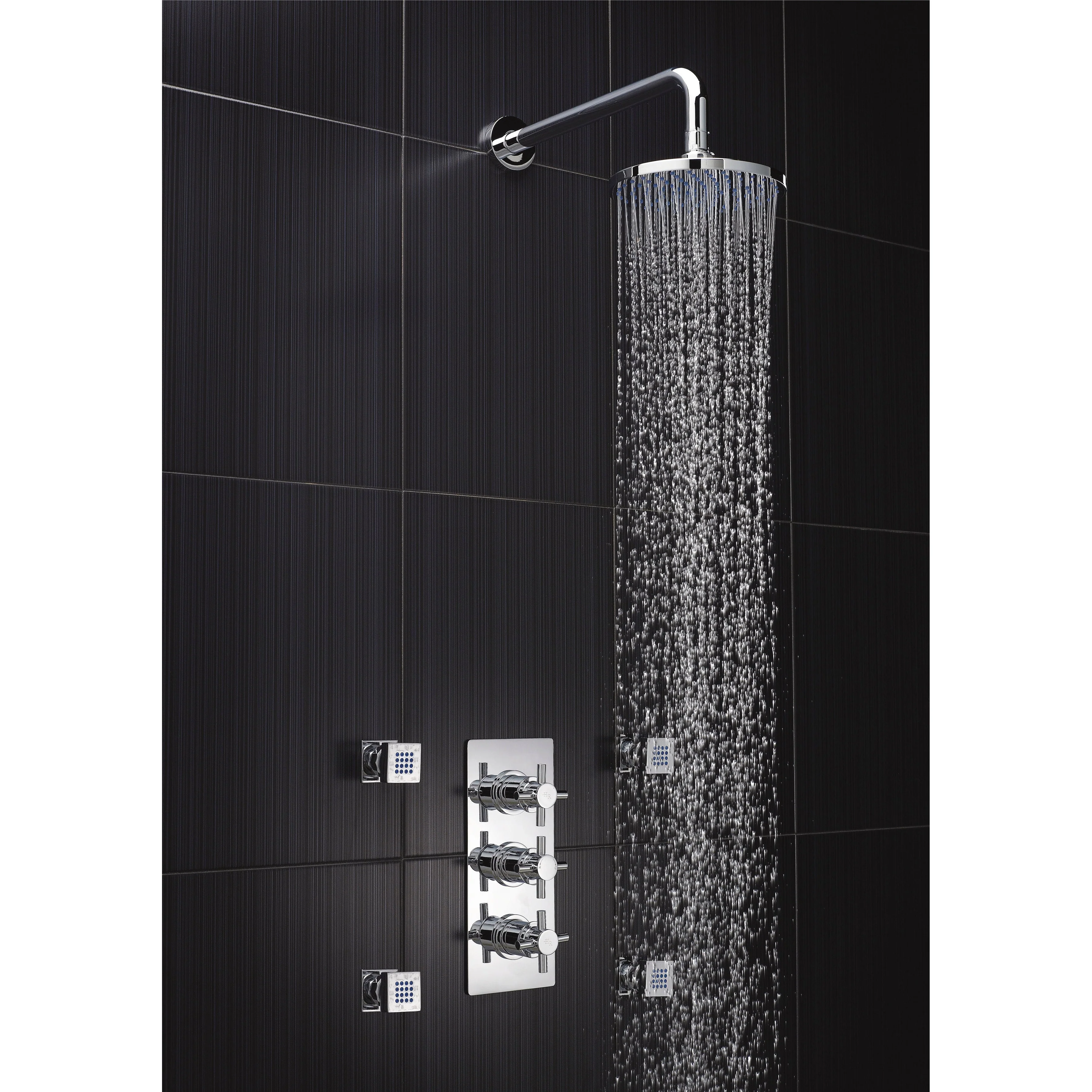 Hudson Reed Tec Crosshead Triple Thermostatic Shower Valve - Chrome - Image 2