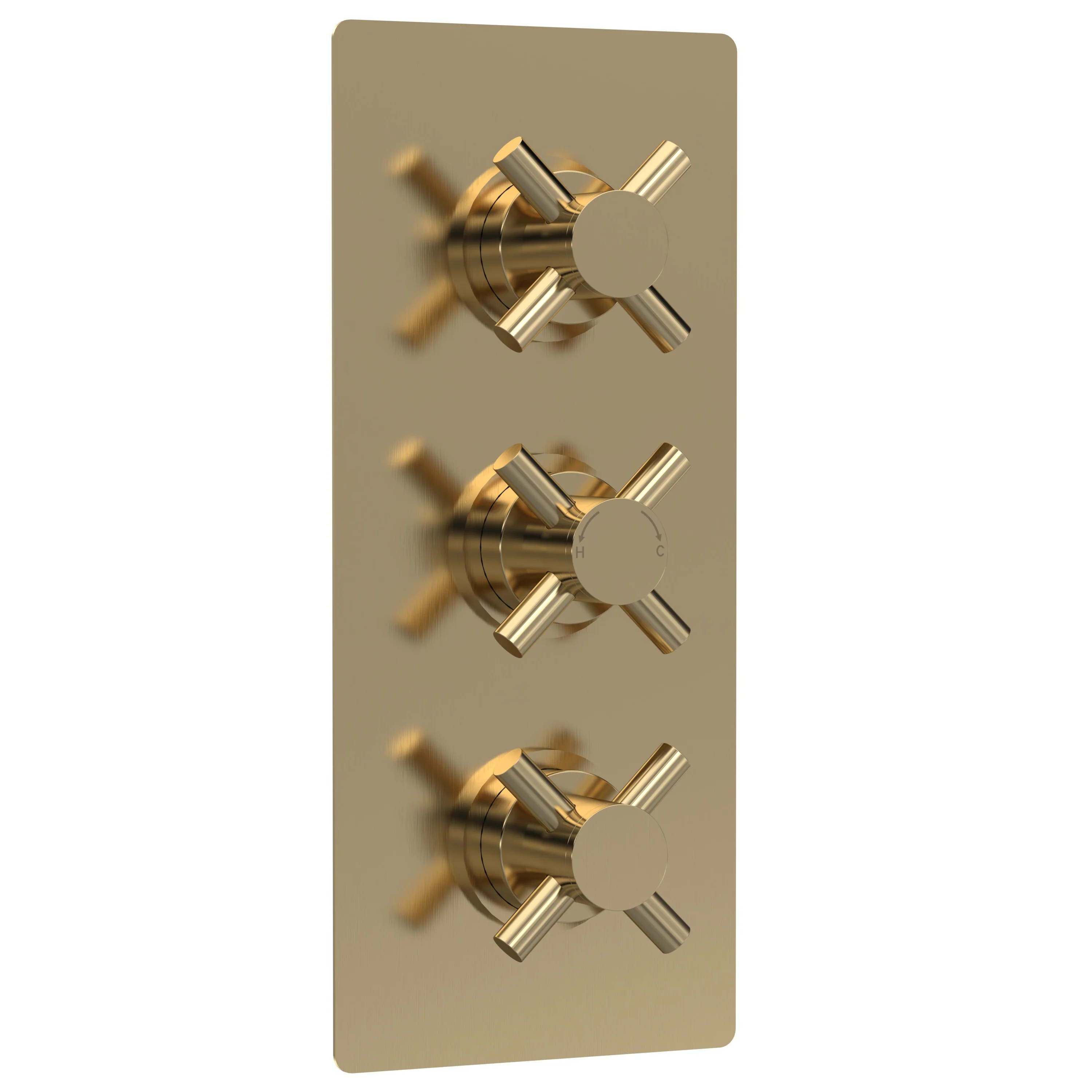 Hudson Reed Tec Crosshead Triple Thermostatic Shower Valve With Diverter - Brushed Brass