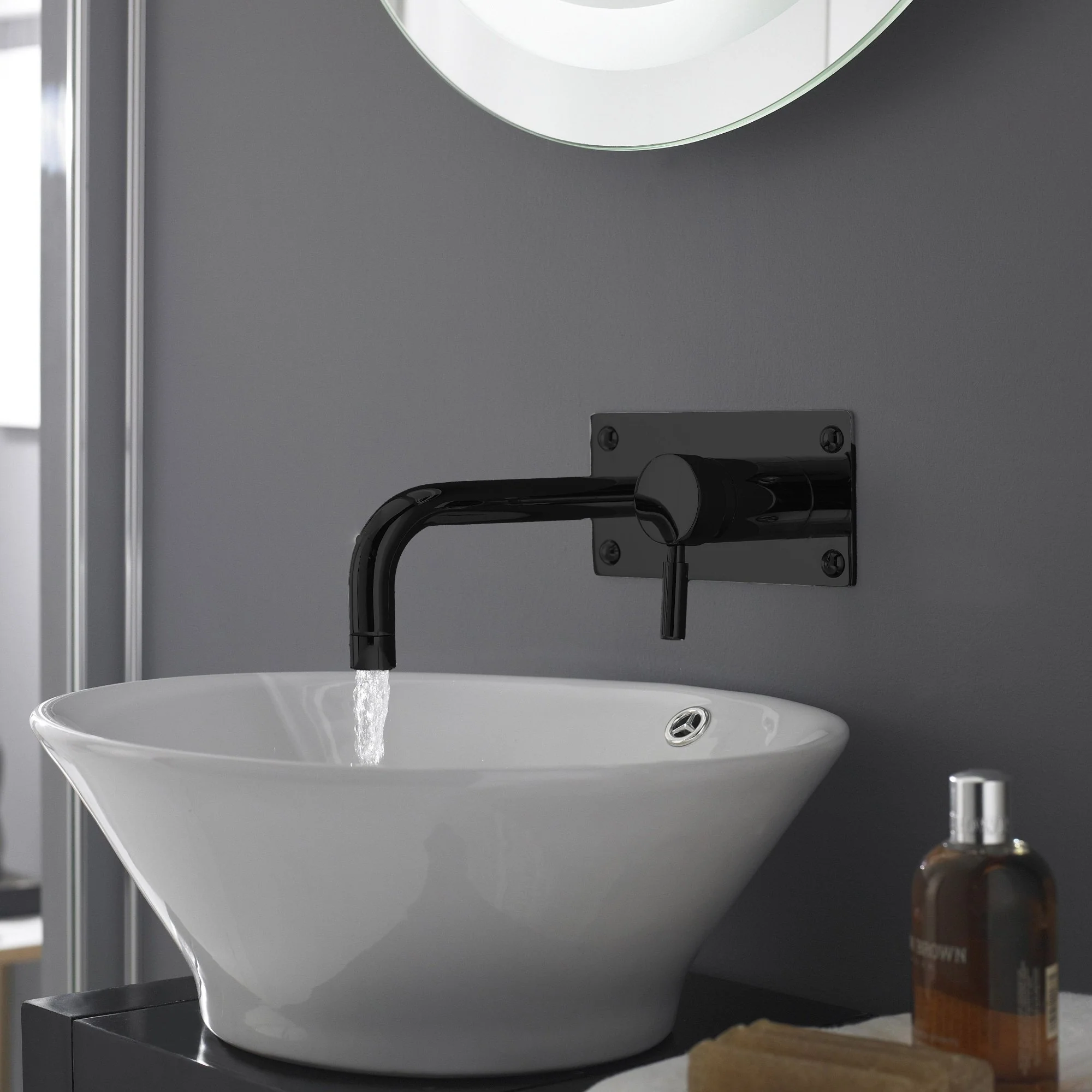 Hudson Reed Tec Single Lever Wall Mounted Basin Bath Filler - Matt Black - Image 5