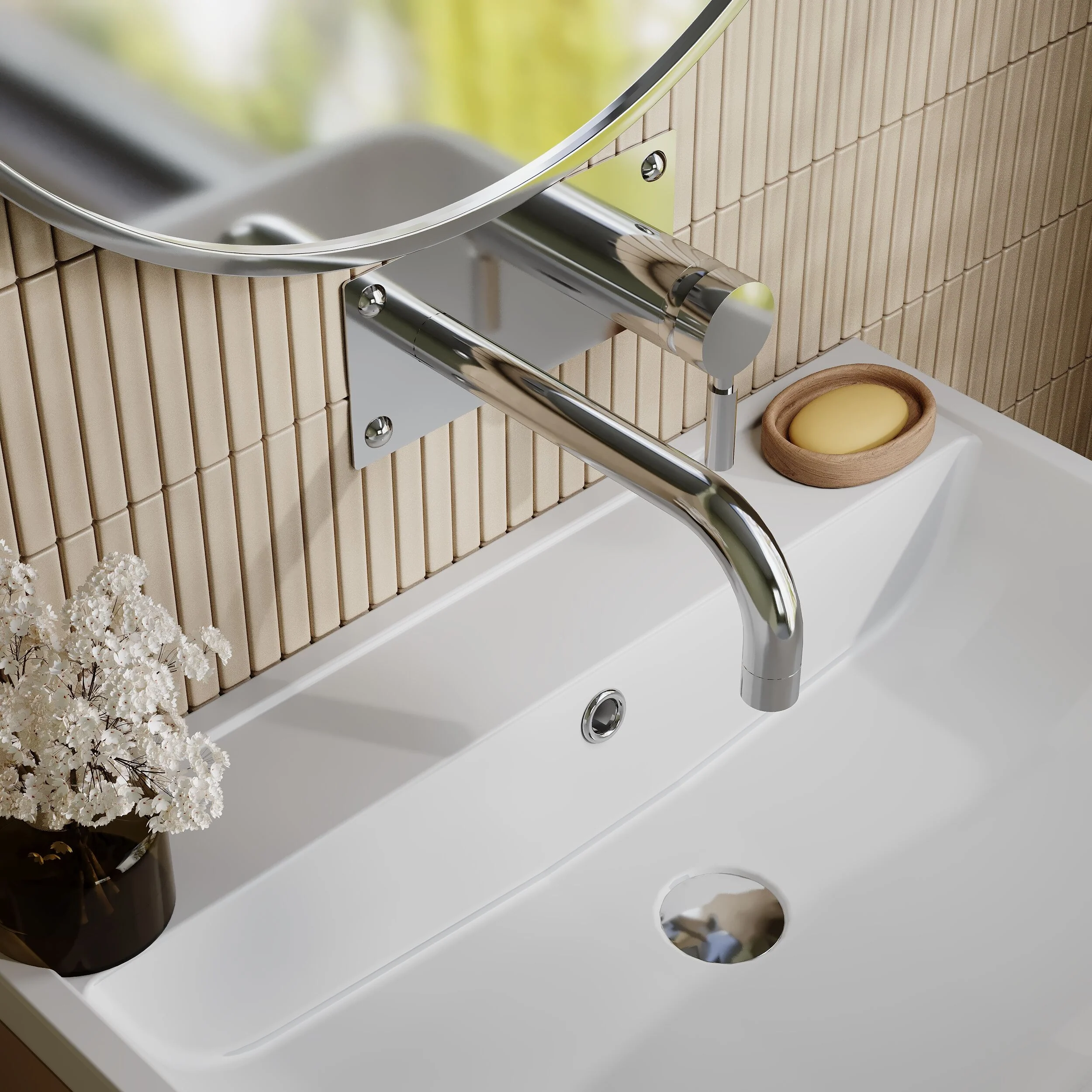 Hudson Reed Tec Single Lever Wall Mounted Basin Bath Filler - Chrome - Image 3
