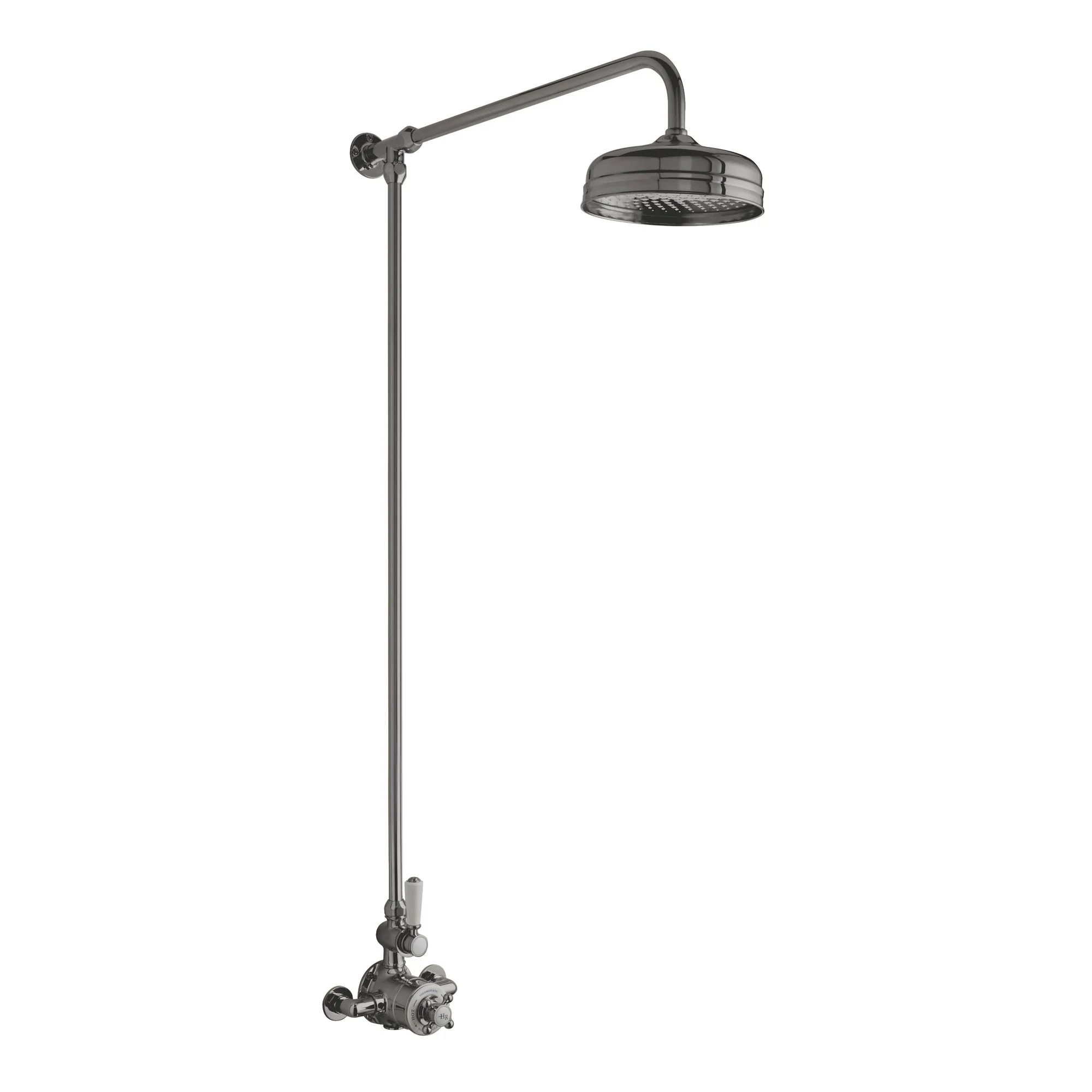 Hudson Reed Traditional Thermostatic Shower Kit With Fixed Head - Brushed Pewter