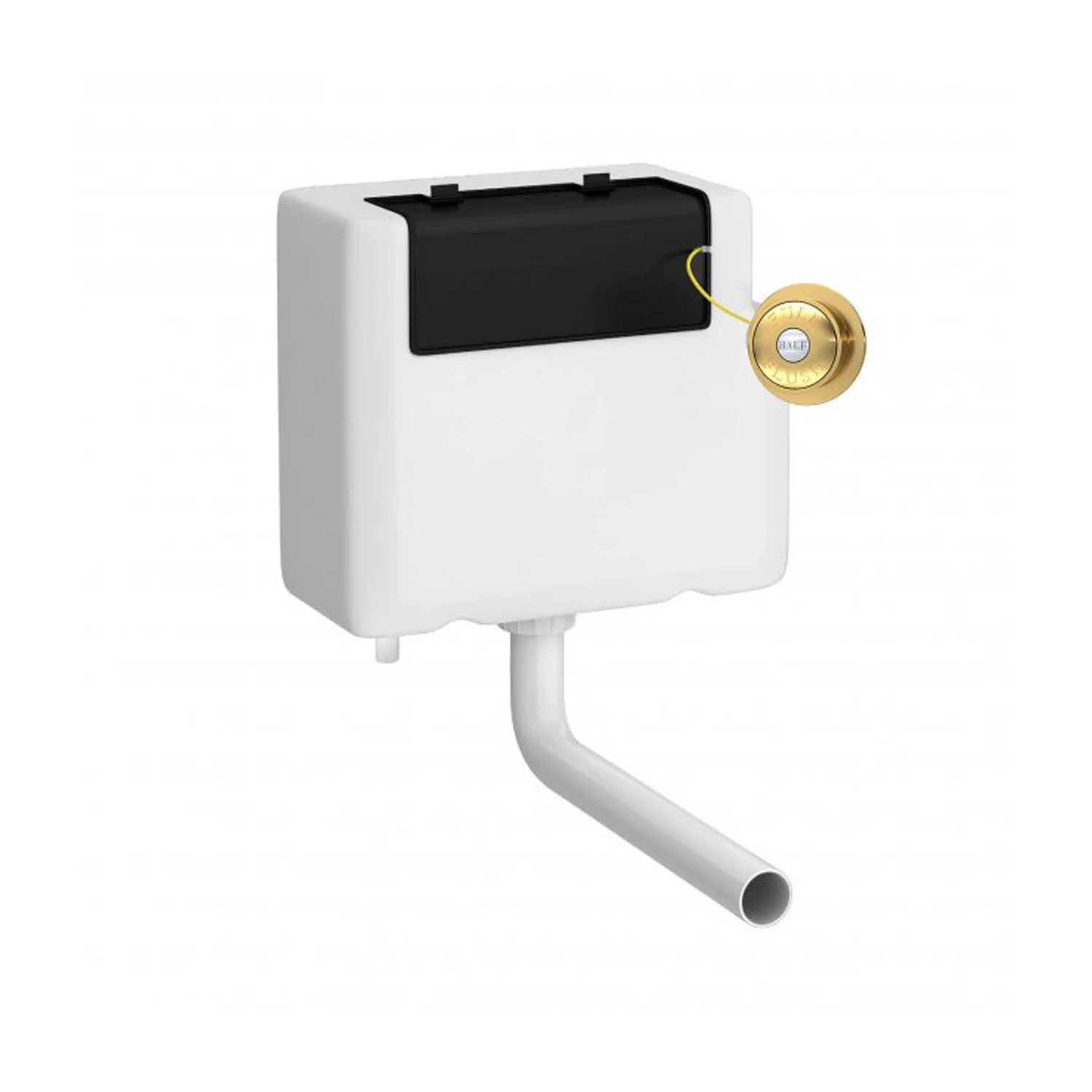 Hudson Reed Universal Access Cistern & Brushed Brass Traditional Flush Plate - Brushed Brass