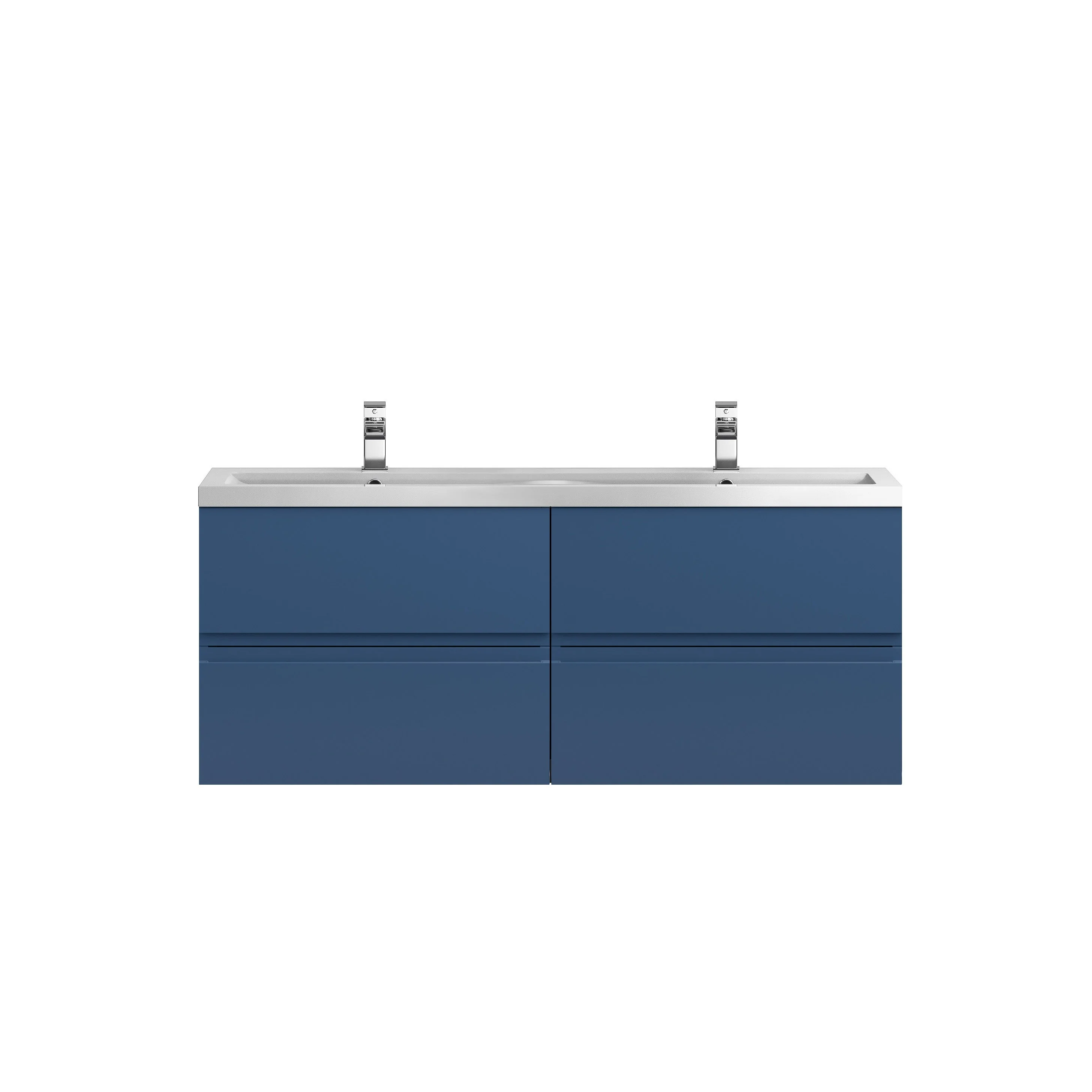Hudson Reed Urban 1200 Wall Hung 4 Drawer Vanity & Double Basin - Satin Blue