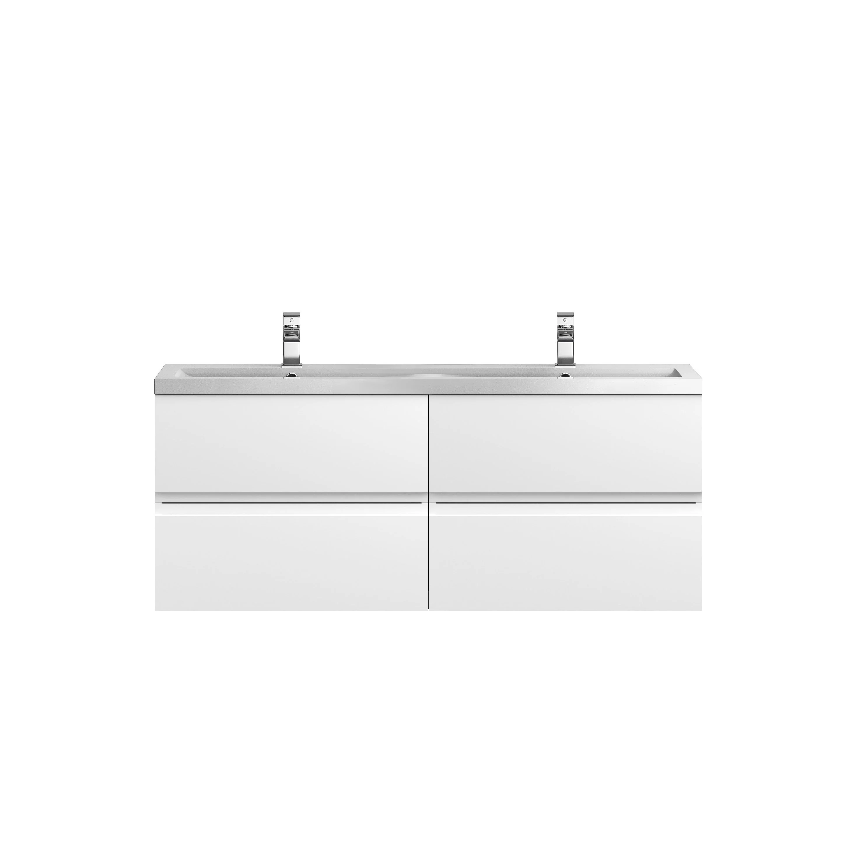 Hudson Reed Urban 1200 Wall Hung 4 Drawer Vanity & Double Basin - Satin White