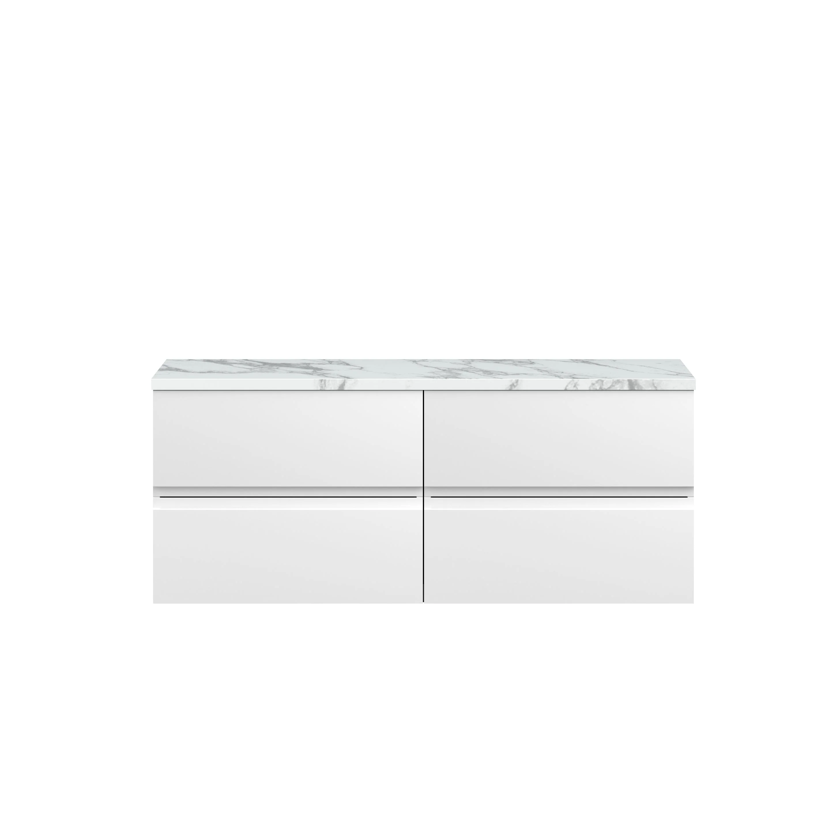 Hudson Reed Urban 1200mm Wall Hung 4-Drawer Unit & Laminate Worktop - Satin White