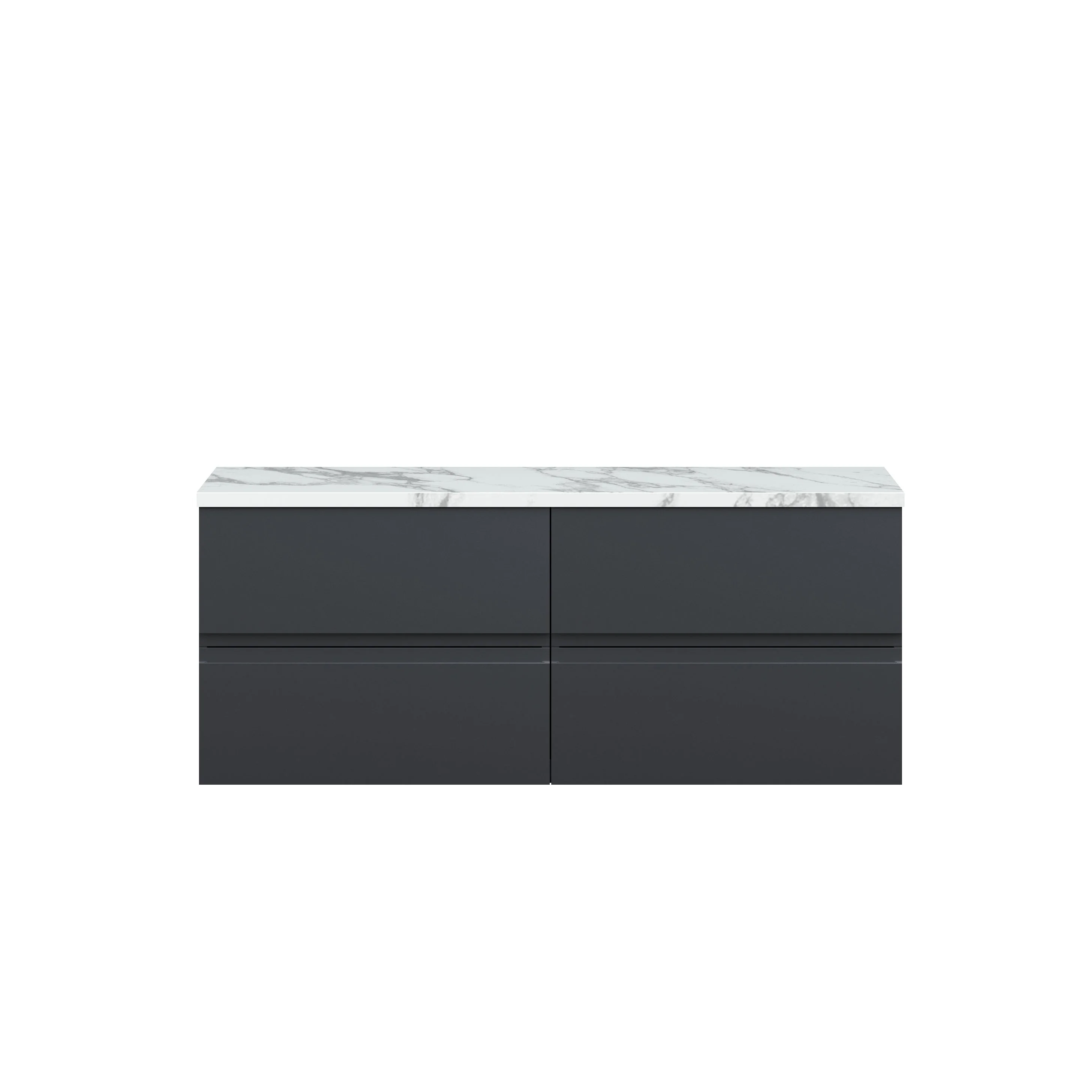 Hudson Reed Urban 1200mm Wall Hung 4-Drawer Unit & Laminate Worktop - Soft Black