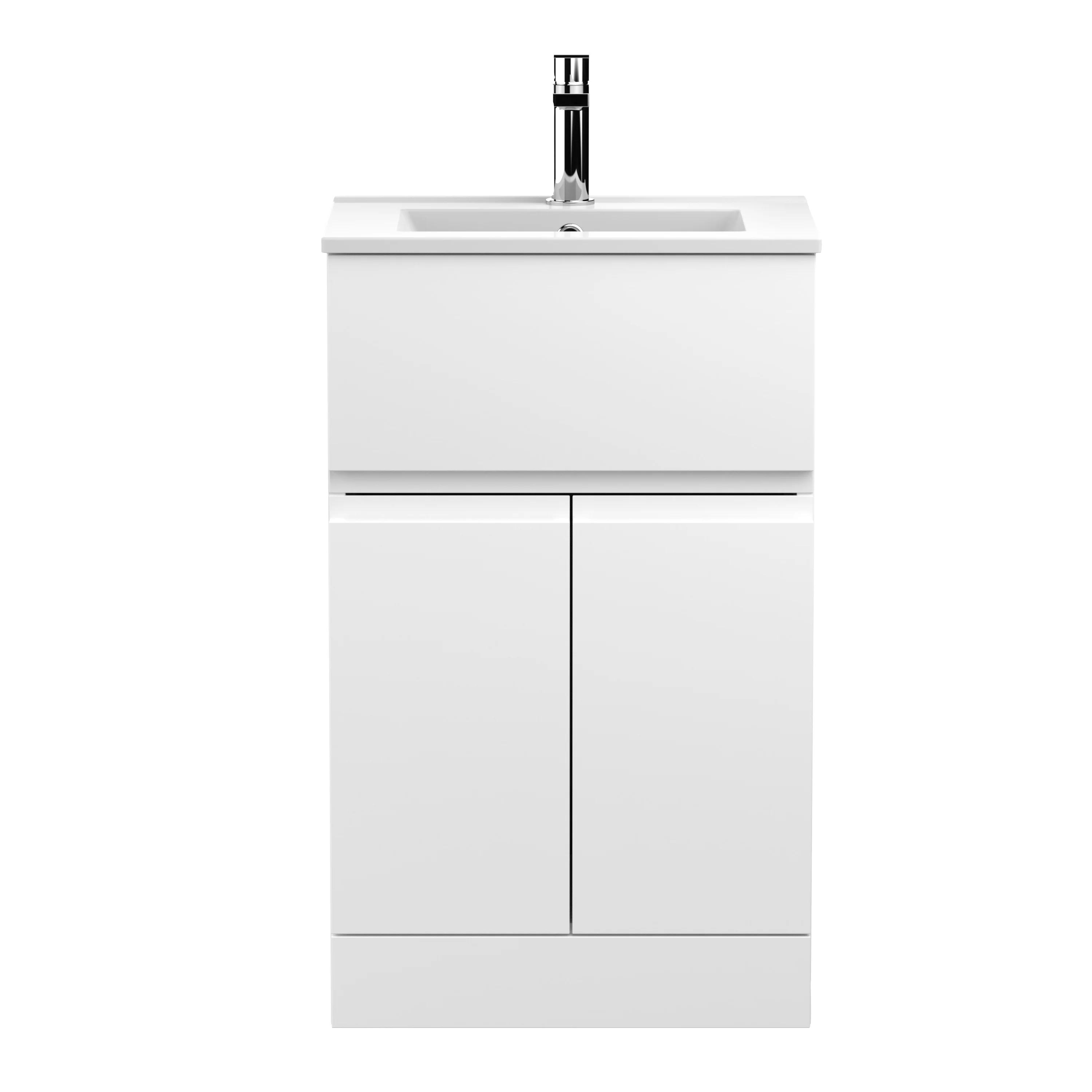 Hudson Reed Urban 500mm Floor Standing 2-Door/Drawer Vanity Unit & Basin 2 - Satin White
