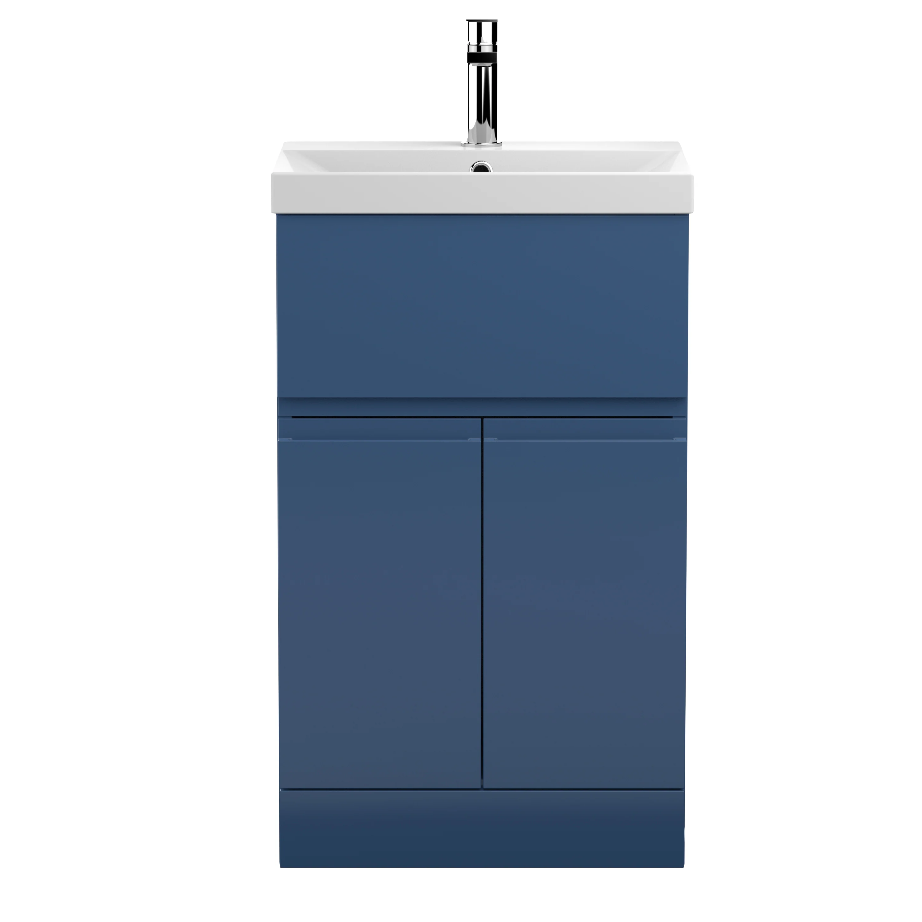 Hudson Reed Urban 500mm Floor Standing 2-Door/Drawer Vanity Unit & Basin 3 - Satin Blue