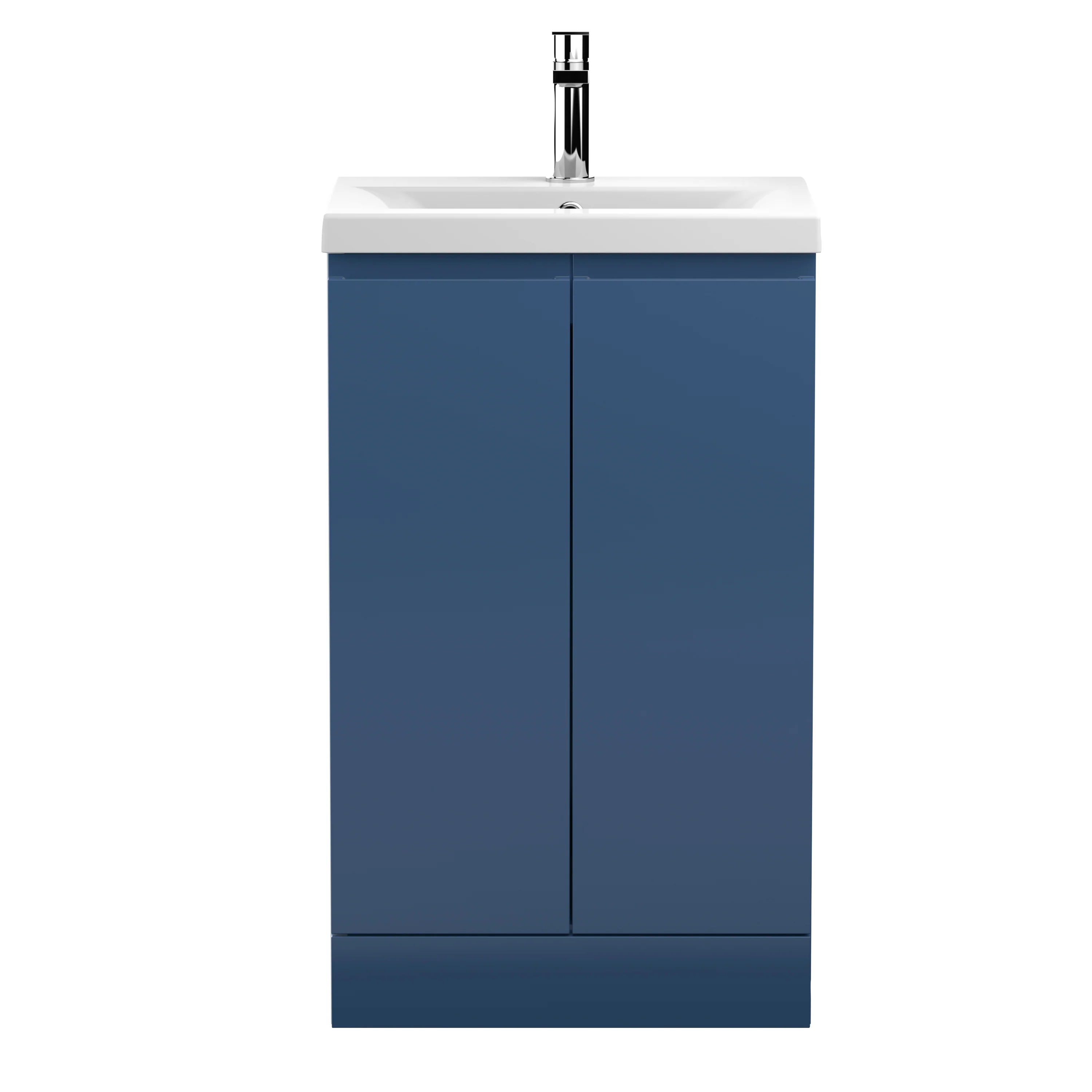 Hudson Reed Urban 500mm Floor Standing 2-Door Vanity Unit & Basin 1 - Satin Blue