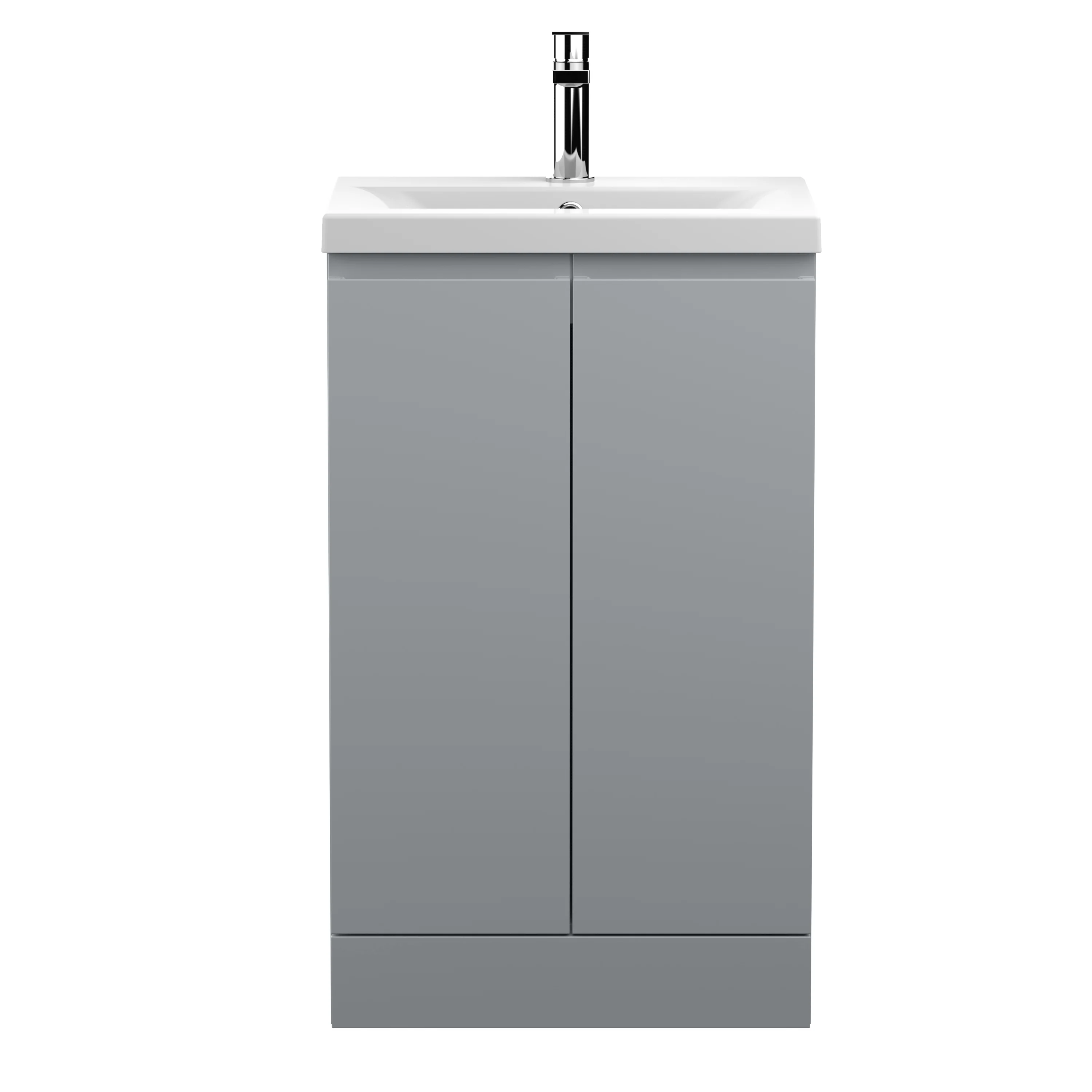 Hudson Reed Urban 500mm Floor Standing 2-Door Vanity Unit & Basin 1 - Satin Grey