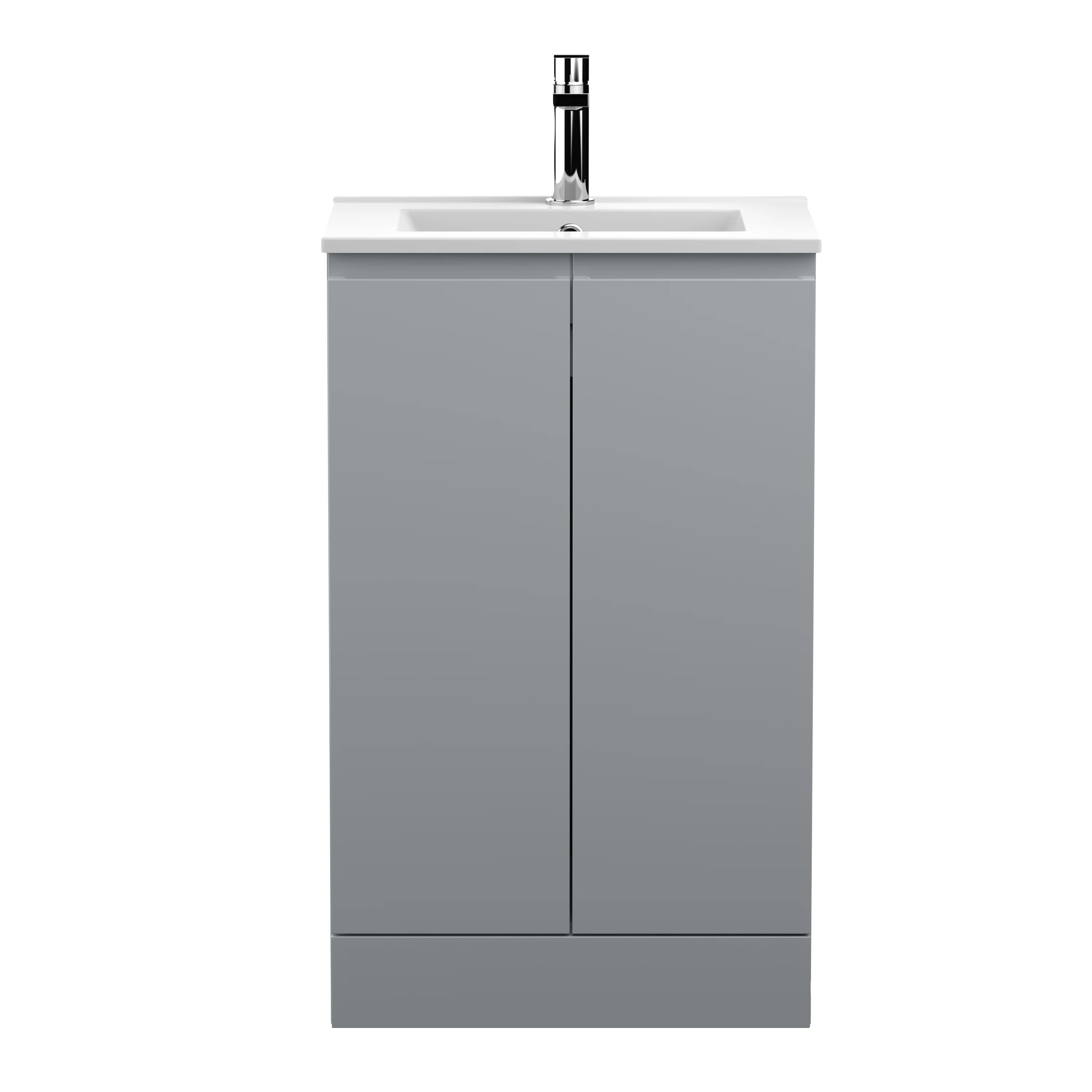 Hudson Reed Urban 500mm Floor Standing 2-Door Vanity Unit & Basin 2 - Satin Grey