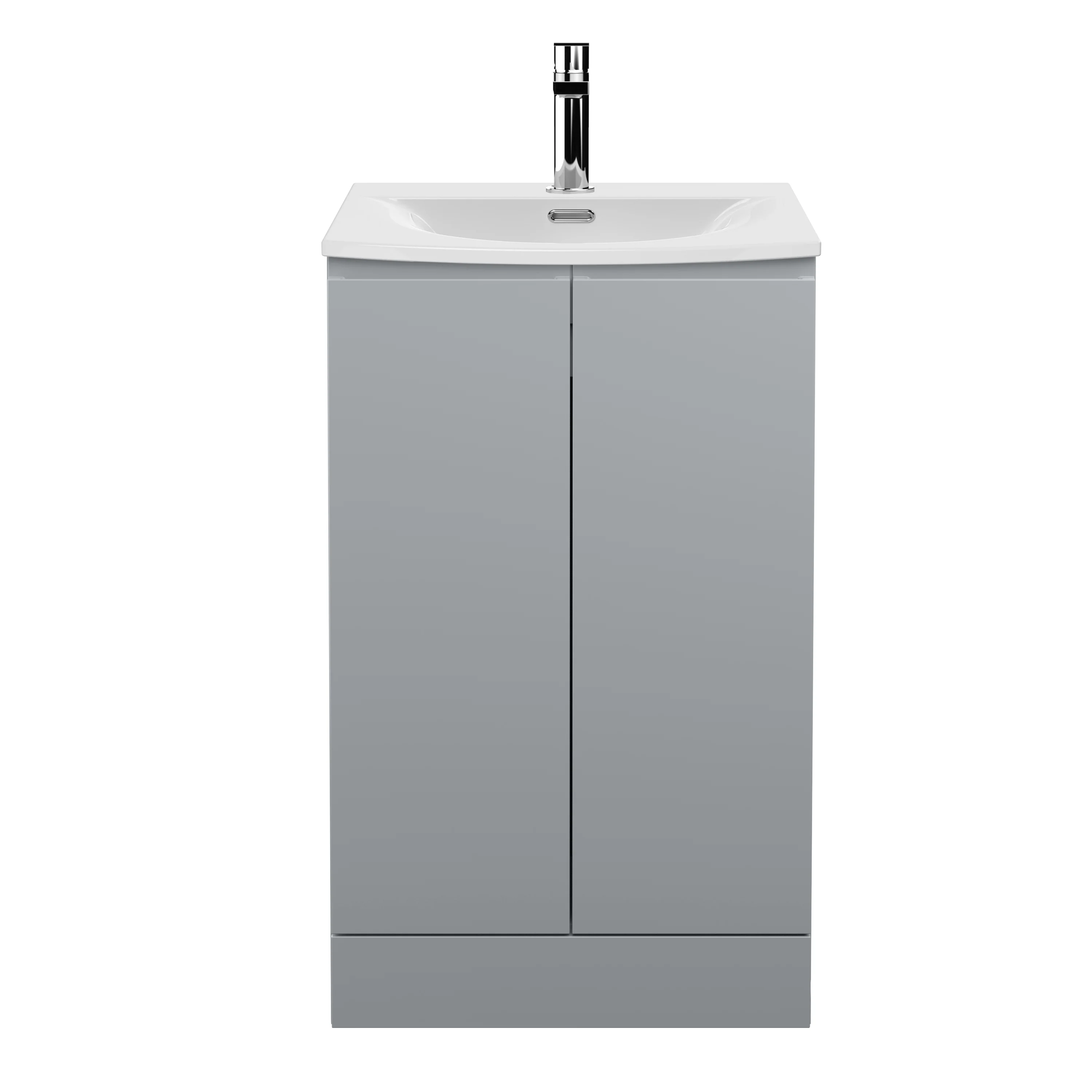Hudson Reed Urban 500mm Floor Standing 2-Door Vanity Unit & Basin 4 - Satin Grey