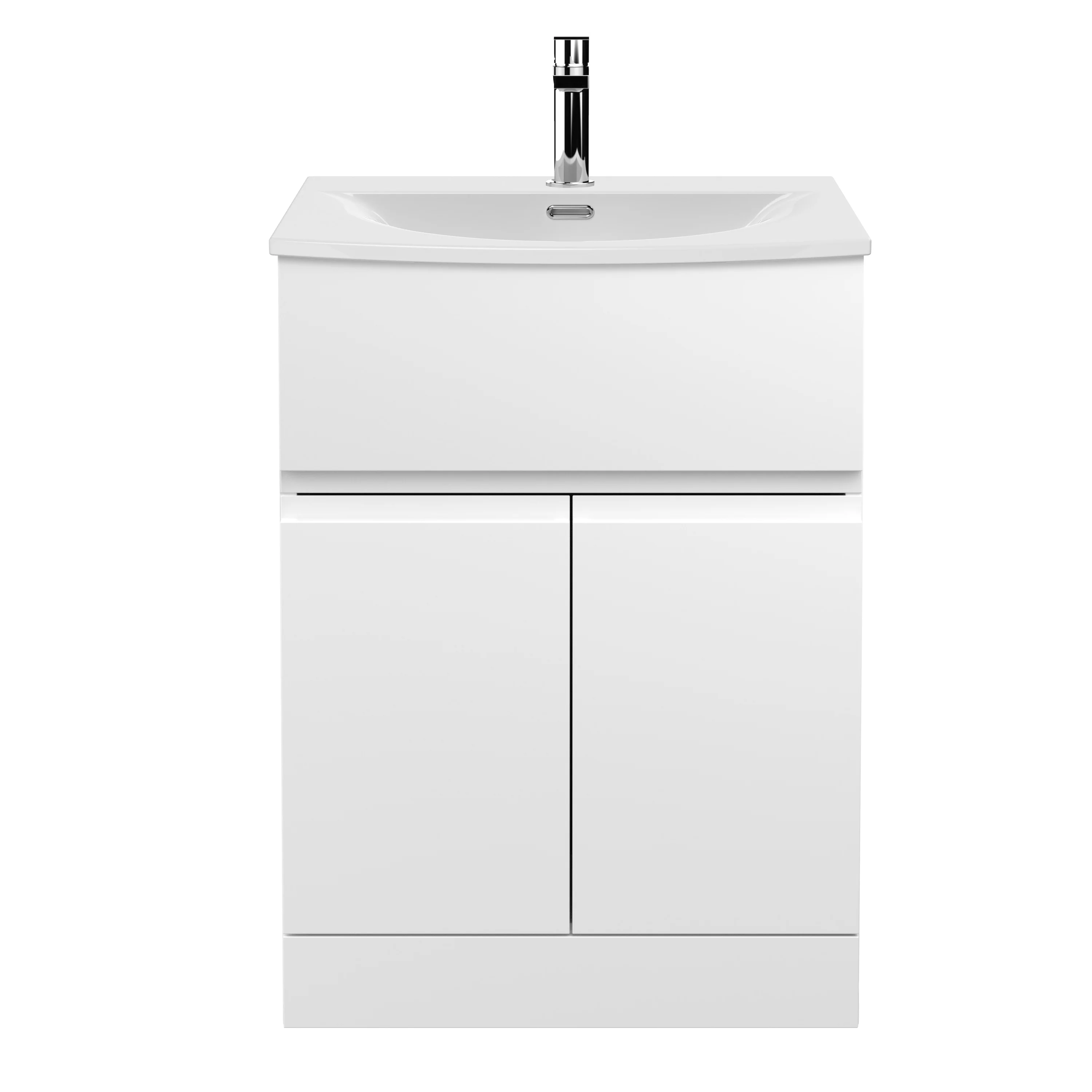 Hudson Reed Urban 600mm Floor Standing 2-Door/Drawer Vanity Unit & Basin 4 - Satin White