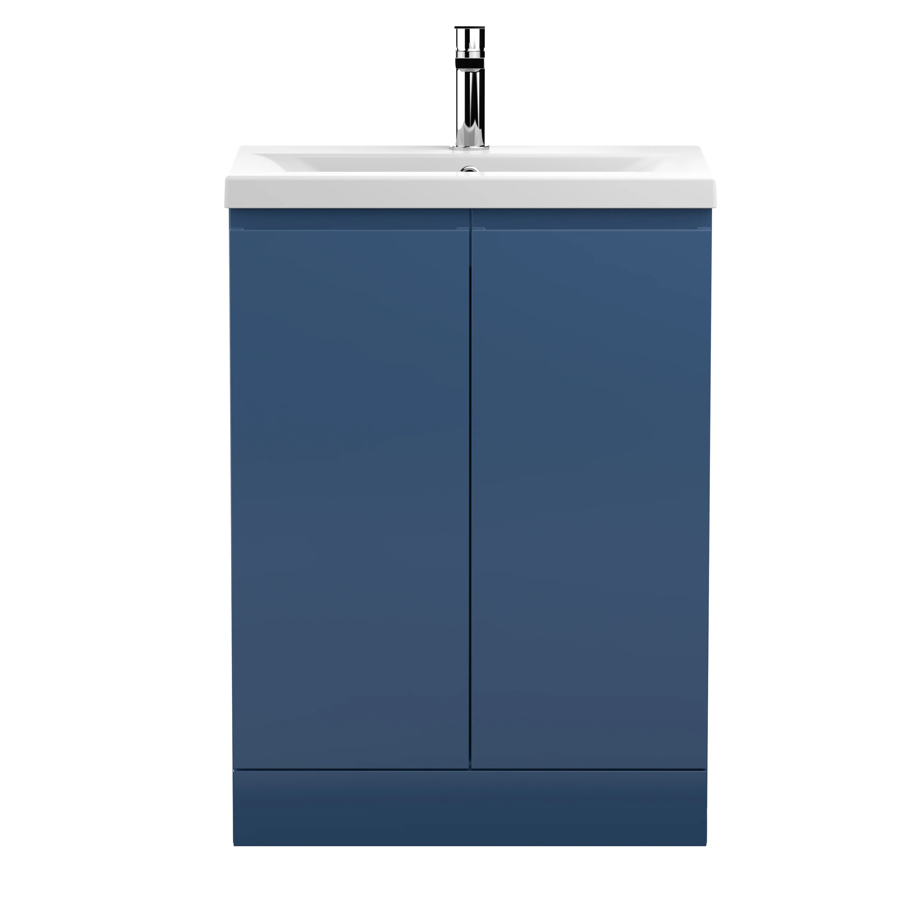 Hudson Reed Urban 600mm Floor Standing 2-Door Vanity Unit & Basin 1 - Satin Blue