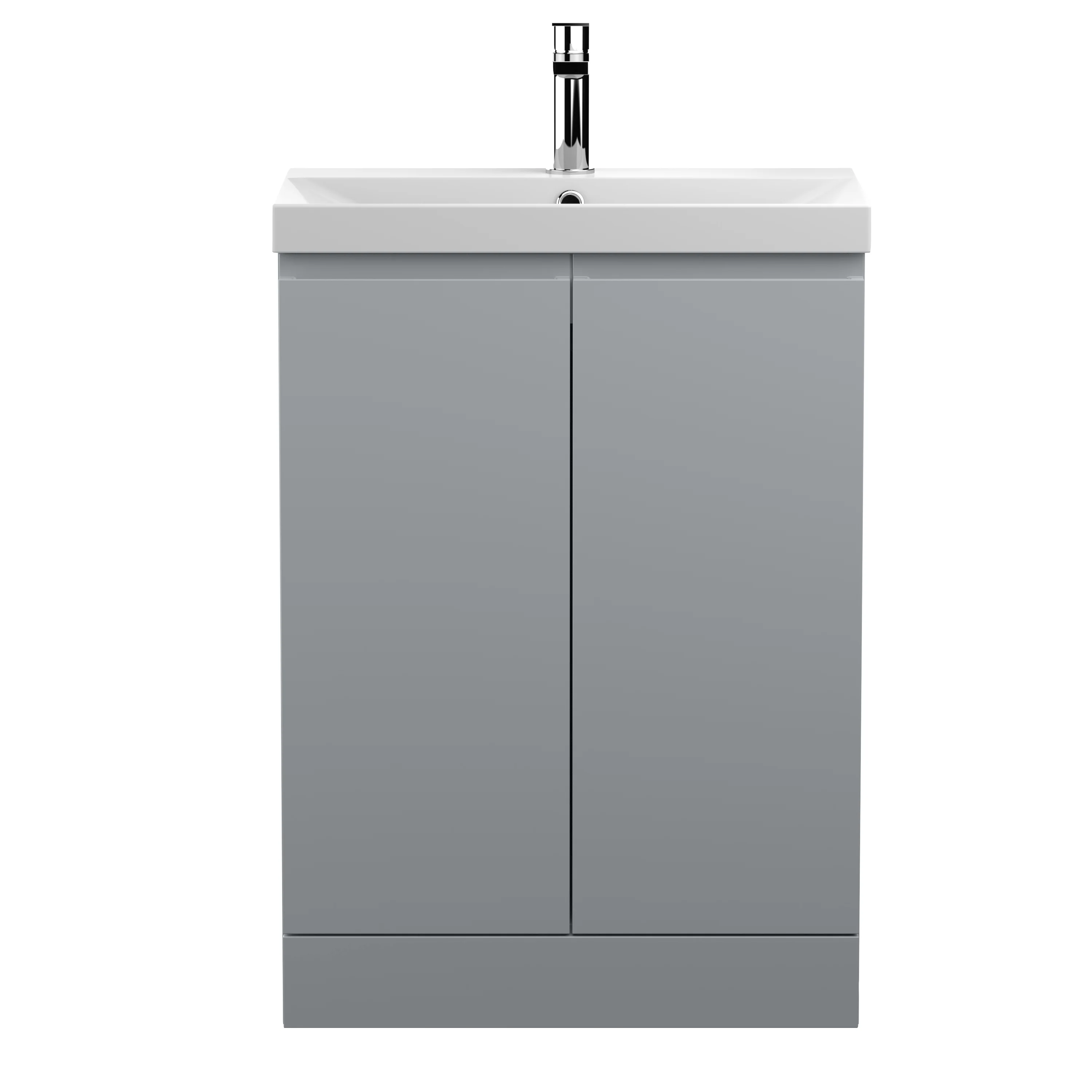Hudson Reed Urban 600mm Floor Standing 2-Door Vanity Unit & Basin 3 - Satin Grey