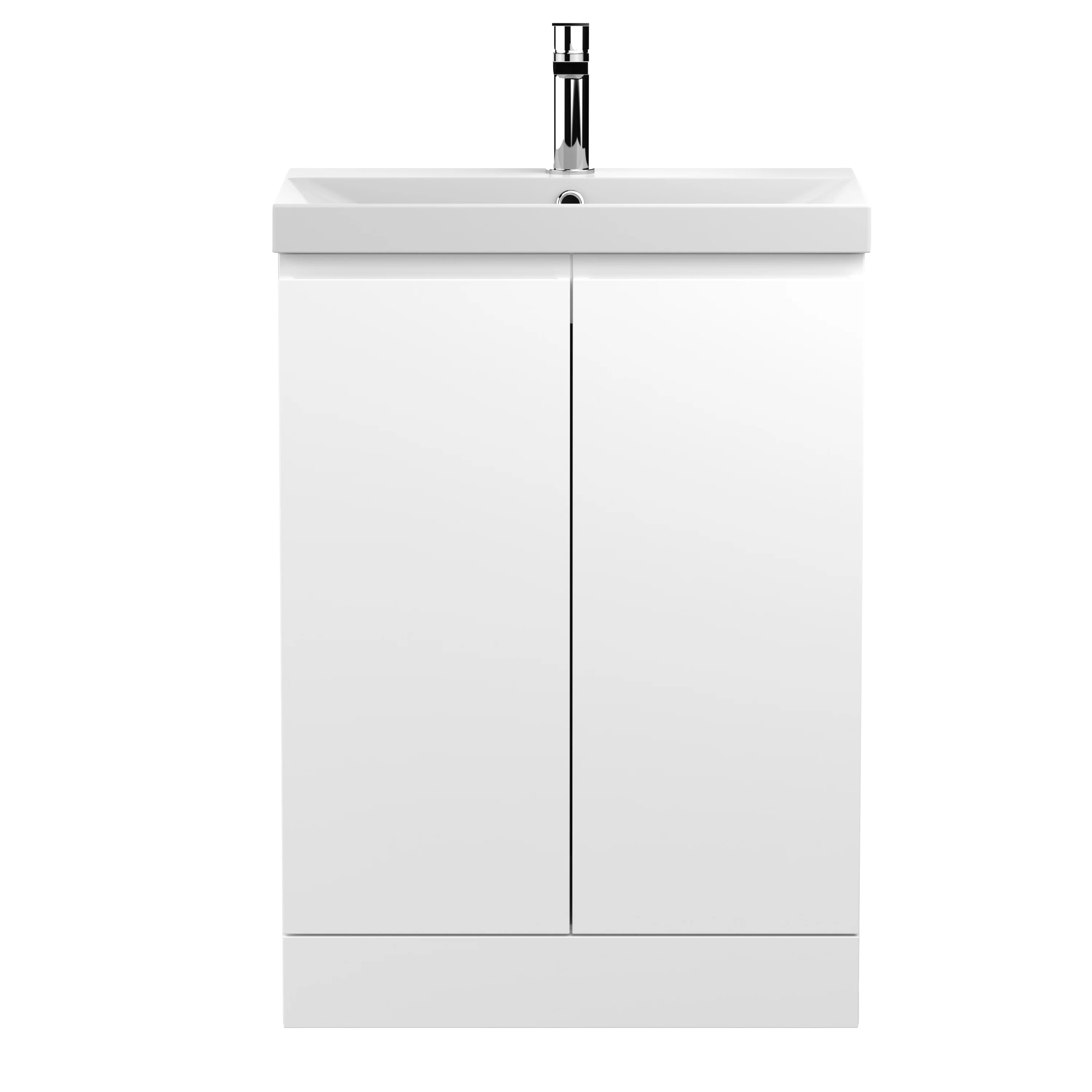 Hudson Reed Urban 600mm Floor Standing 2-Door Vanity Unit & Basin 3 - Satin White