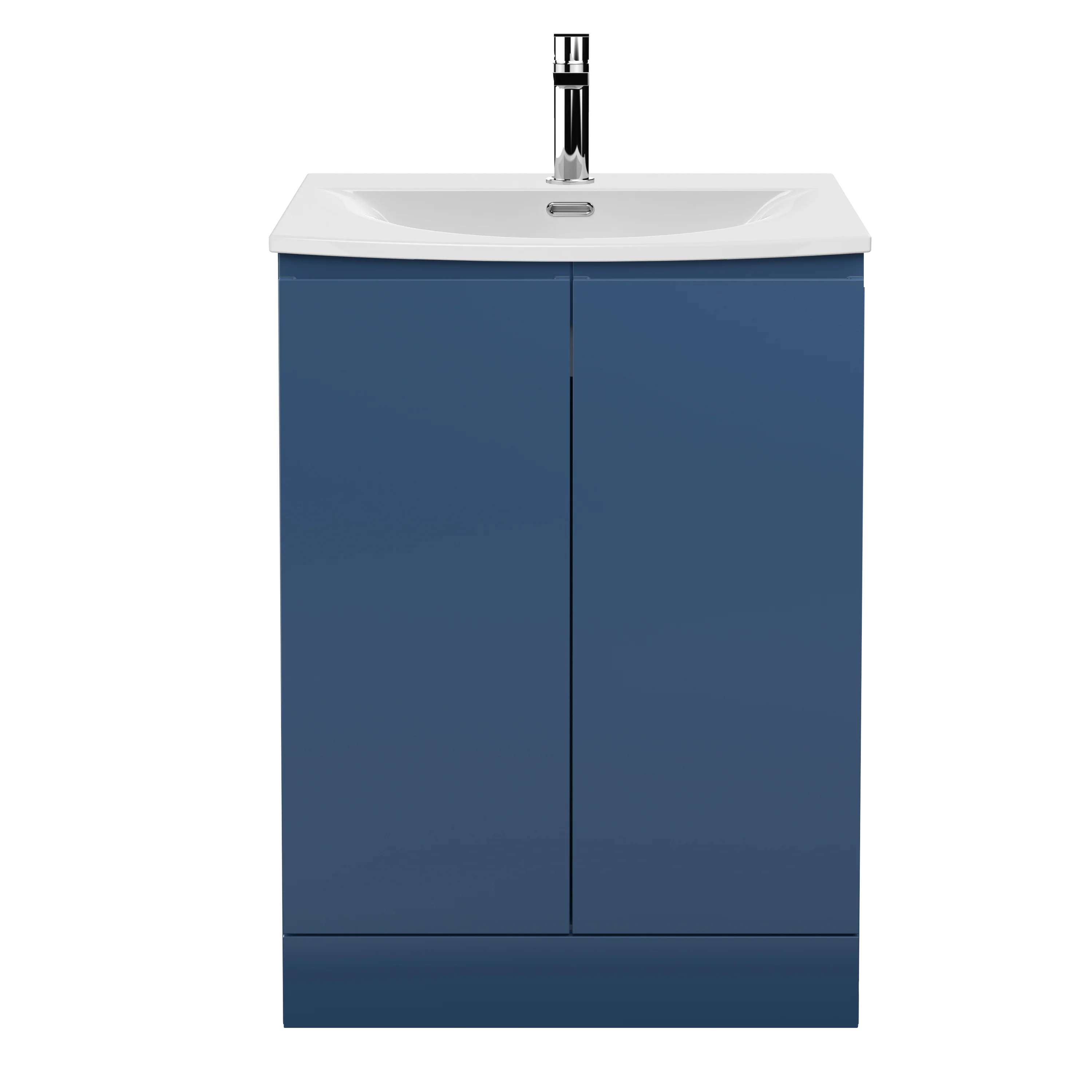 Hudson Reed Urban 600mm Floor Standing 2-Door Vanity Unit & Basin 4 - Satin Blue