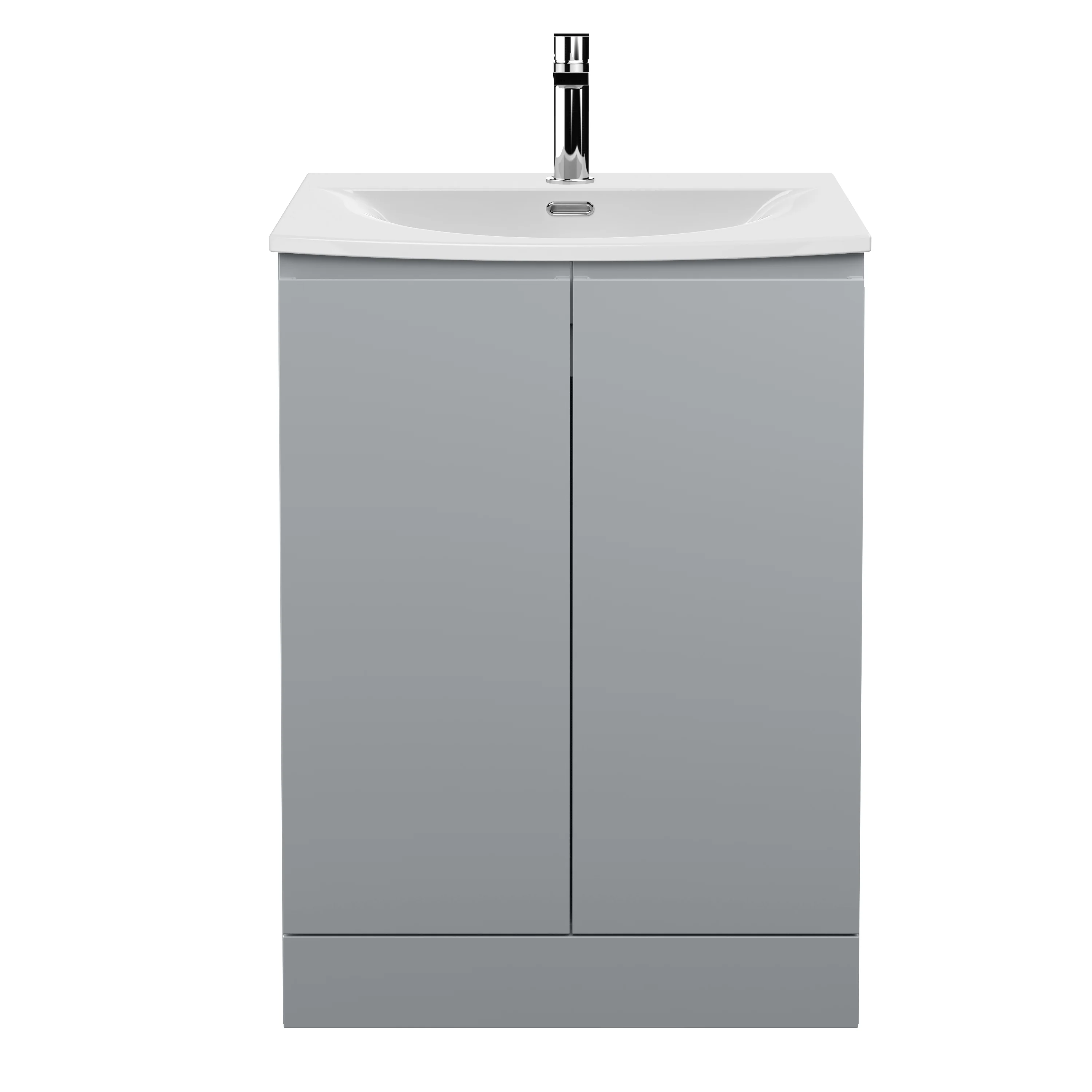 Hudson Reed Urban 600mm Floor Standing 2-Door Vanity Unit & Basin 4 - Satin Grey